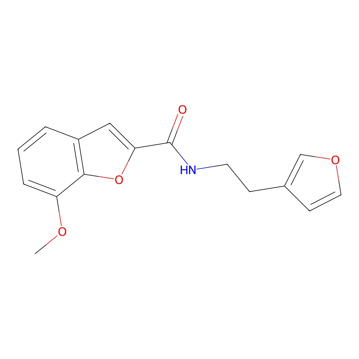 N-(2-(furan-3-yl)ethyl)-7-methoxybenzofuran-2-carboxamide molecular structure, CAS 1428352-71-9