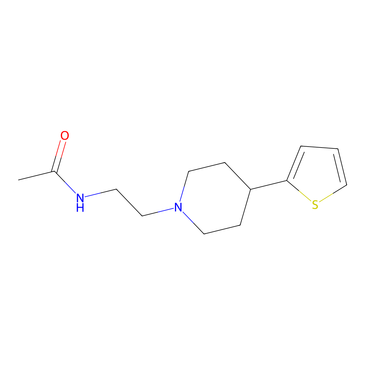 N-(2-(4-(thiophen-2-yl)piperidin-1-yl)ethyl)acetamide molecular structure, CAS 1428352-76-4