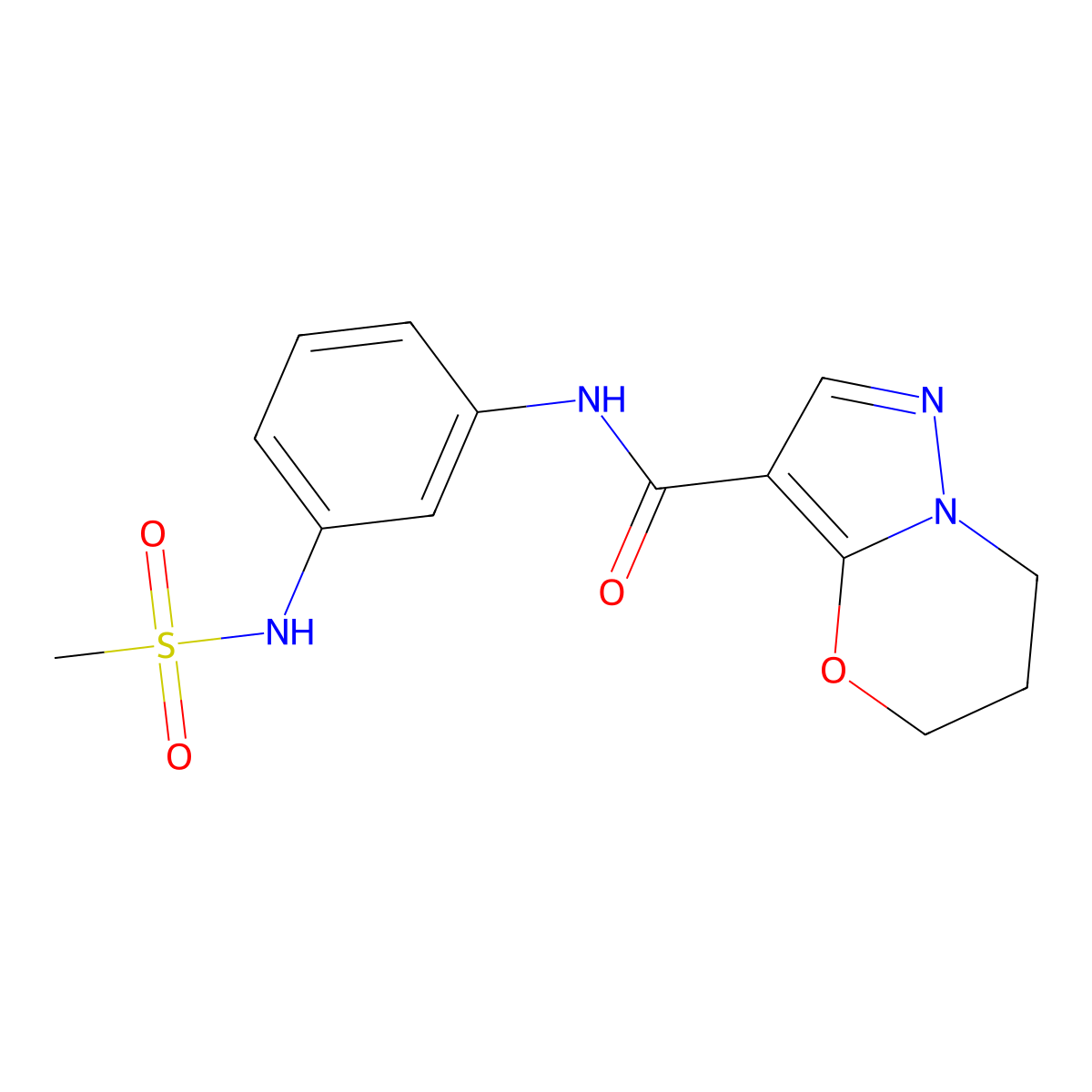 N-(3-Methanesulfonamidophenyl)-5H,6H,7H-pyrazolo[3,2-B][1,3]oxazine-3-carboxamide molecular structure, CAS 1428352-86-6