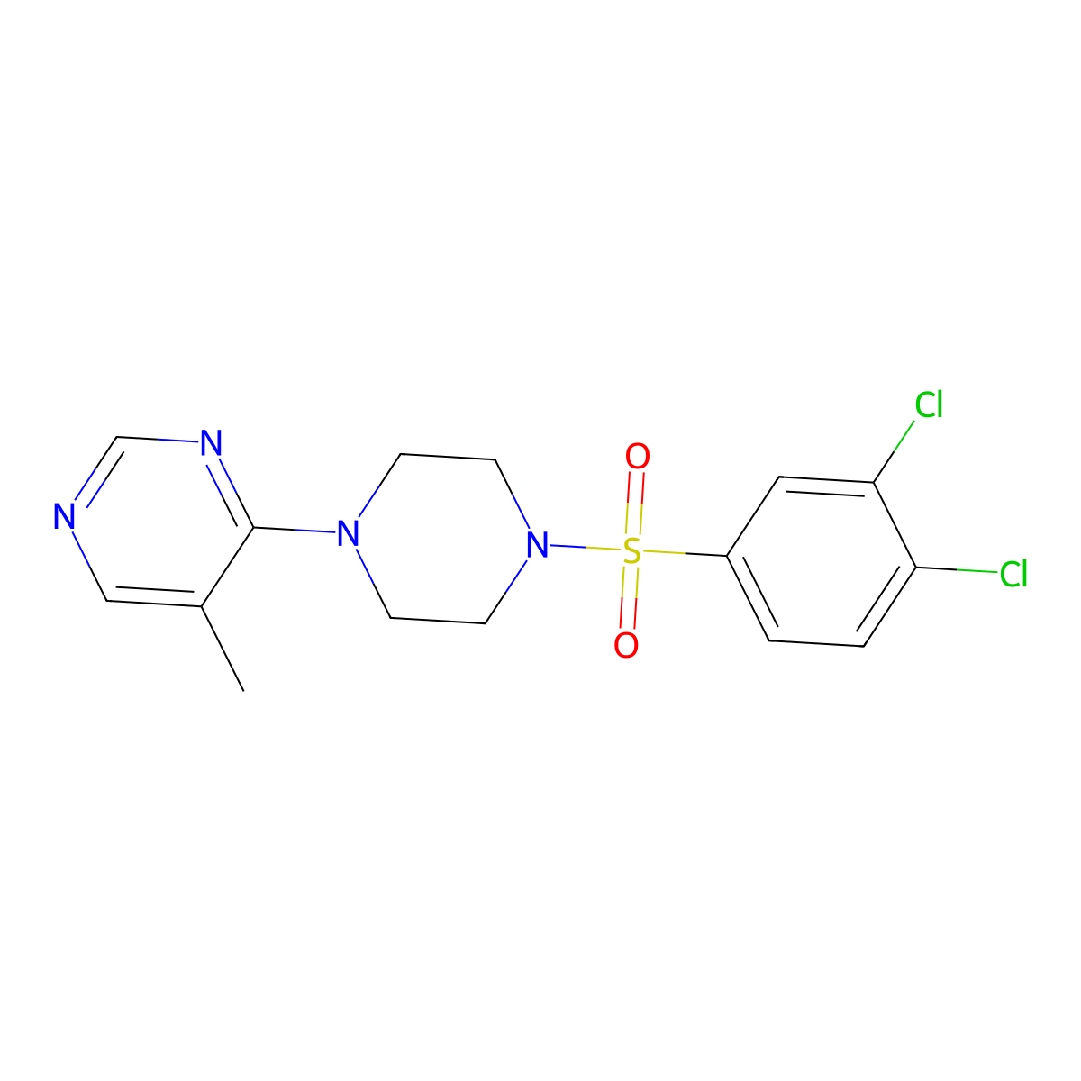 4-(4-((3,4-Dichlorophenyl)sulfonyl)piperazin-1-yl)-5-methylpyrimidine molecular structure, CAS 1428352-87-7