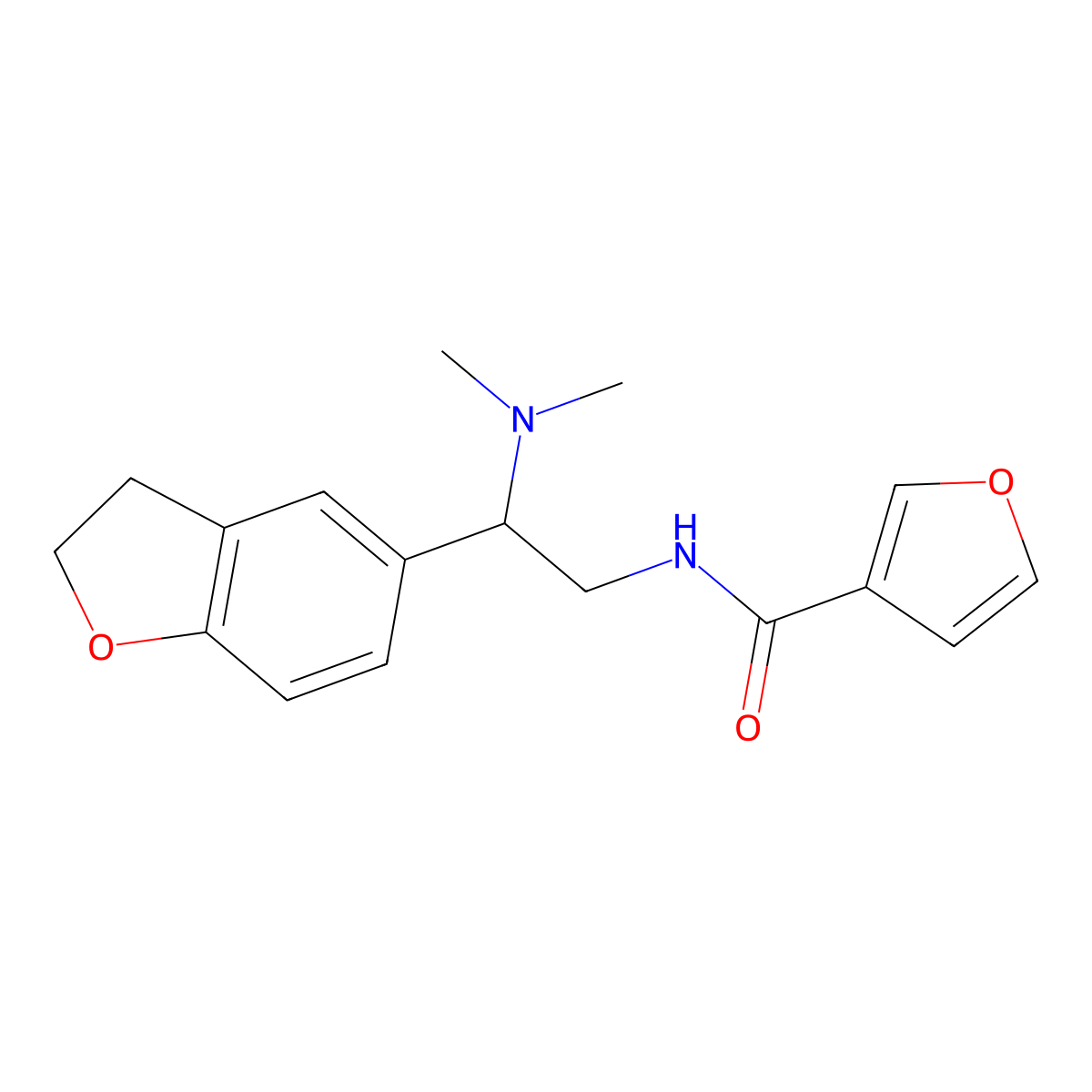 N-(2-(2,3-dihydrobenzofuran-5-yl)-2-(dimethylamino)ethyl)furan-3-carboxamide molecular structure, CAS 1428352-97-9