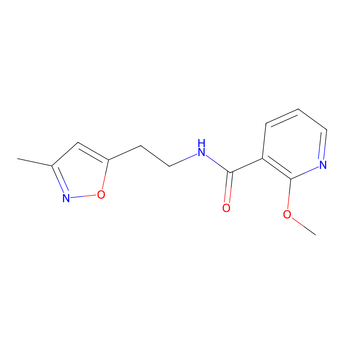 2-methoxy-N-(2-(3-methylisoxazol-5-yl)ethyl)nicotinamide molecular structure, CAS 1428352-98-0