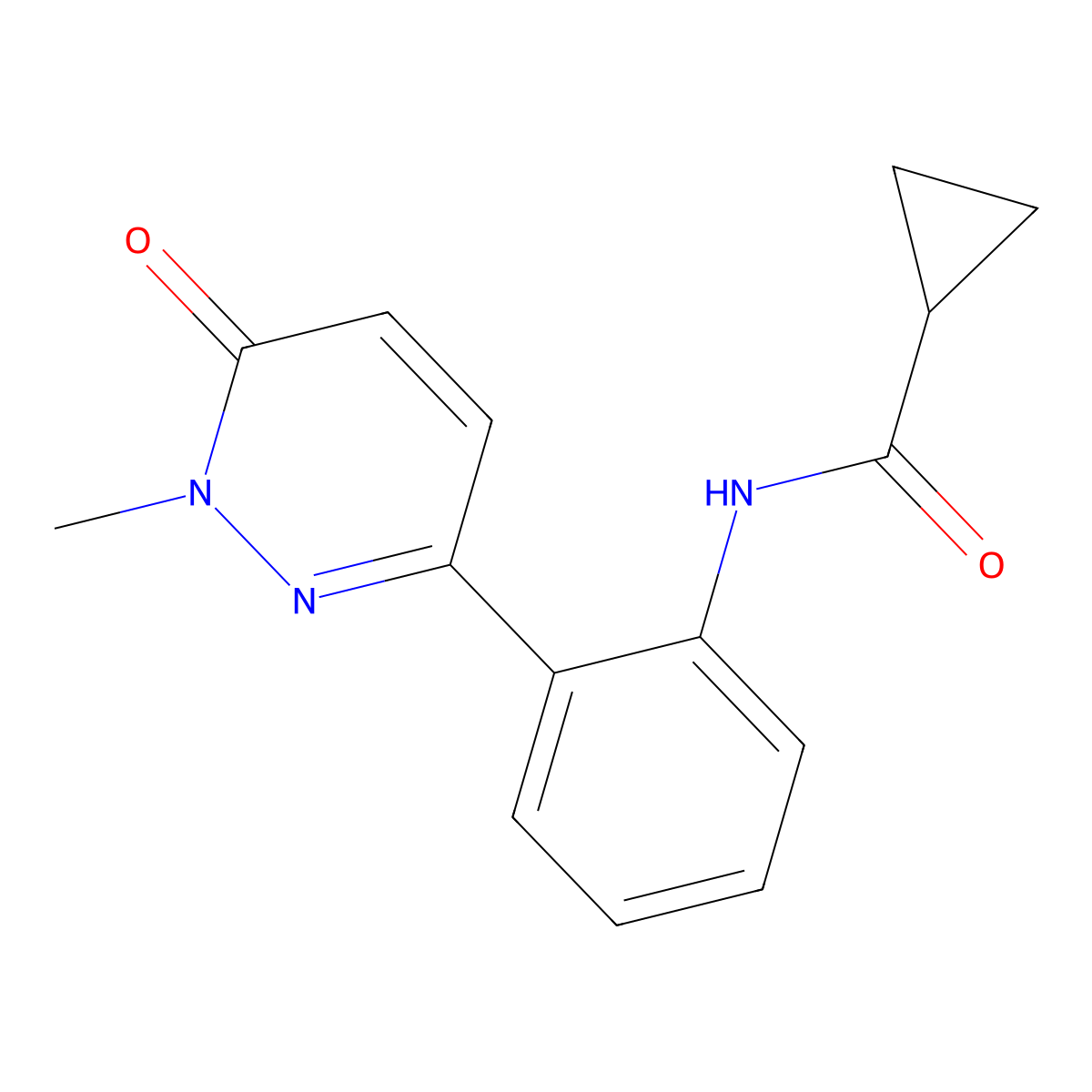 N-(2-(1-methyl-6-oxo-1,6-dihydropyridazin-3-yl)phenyl)cyclopropanecarboxamide molecular structure, CAS 1428353-10-9
