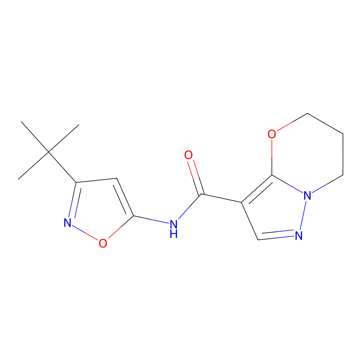 N-(3-(tert-butyl)isoxazol-5-yl)-6,7-dihydro-5H-pyrazolo[5,1-b][1,3]oxazine-3-carboxamide molecular structure, CAS 1428353-11-0