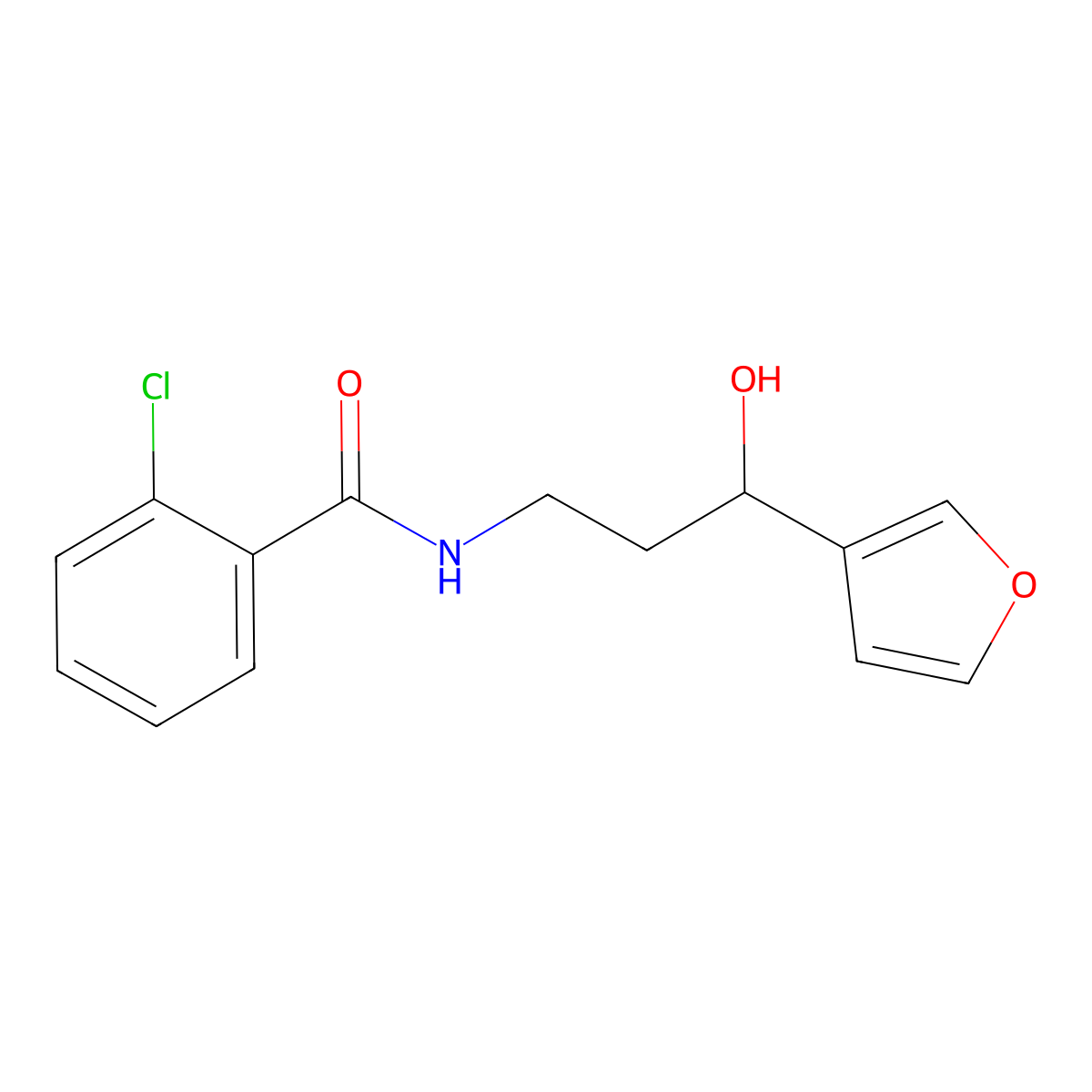 2-Chloro-N-[3-(furan-3-YL)-3-hydroxypropyl]benzamide molecular structure, CAS 1428355-07-0