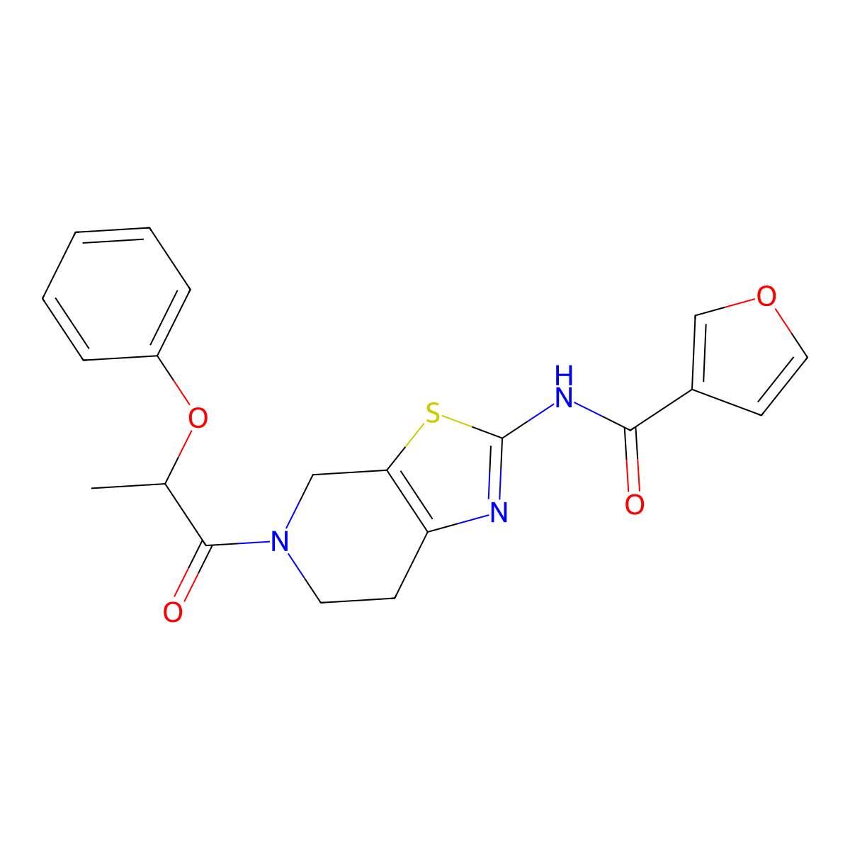 N-(5-(2-phenoxypropanoyl)-4,5,6,7-tetrahydrothiazolo[5,4-c]pyridin-2-yl)furan-3-carboxamide molecular structure, CAS 1428355-18-3