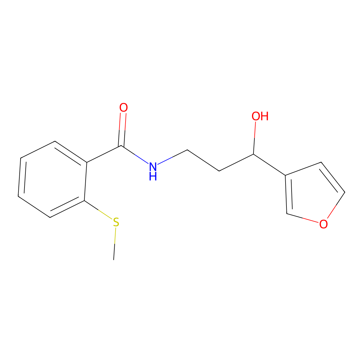 N-(3-(furan-3-yl)-3-hydroxypropyl)-2-(methylthio)benzamide molecular structure, CAS 1428355-21-8