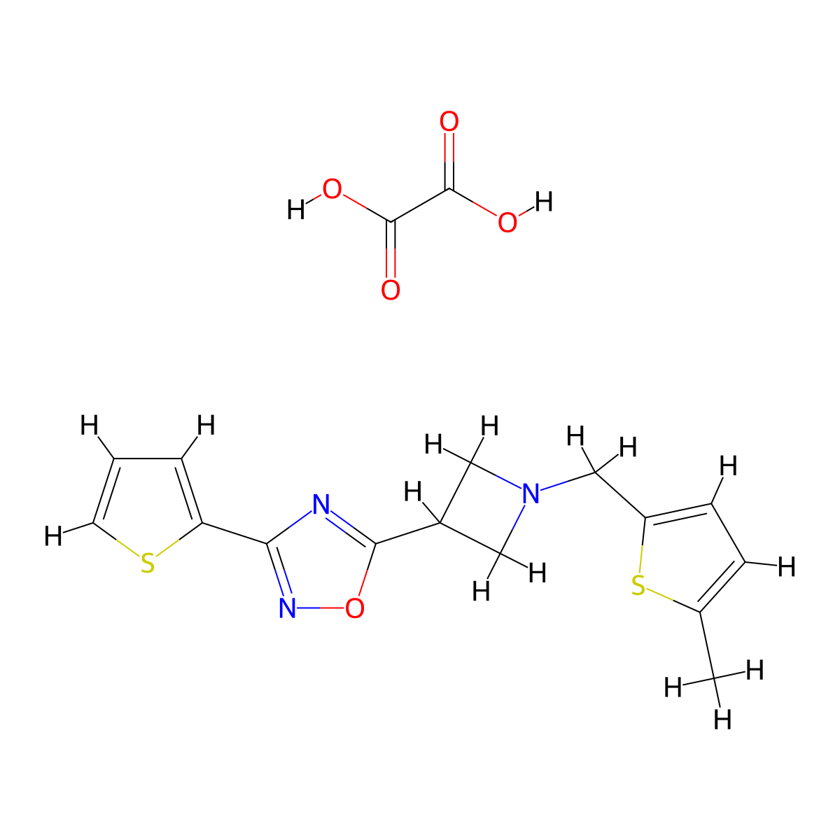 5-(1-((5-Methylthiophen-2-yl)methyl)azetidin-3-yl)-3-(thiophen-2-yl)-1,2,4-oxadiazole oxalate molecular structure, CAS 1428355-34-3