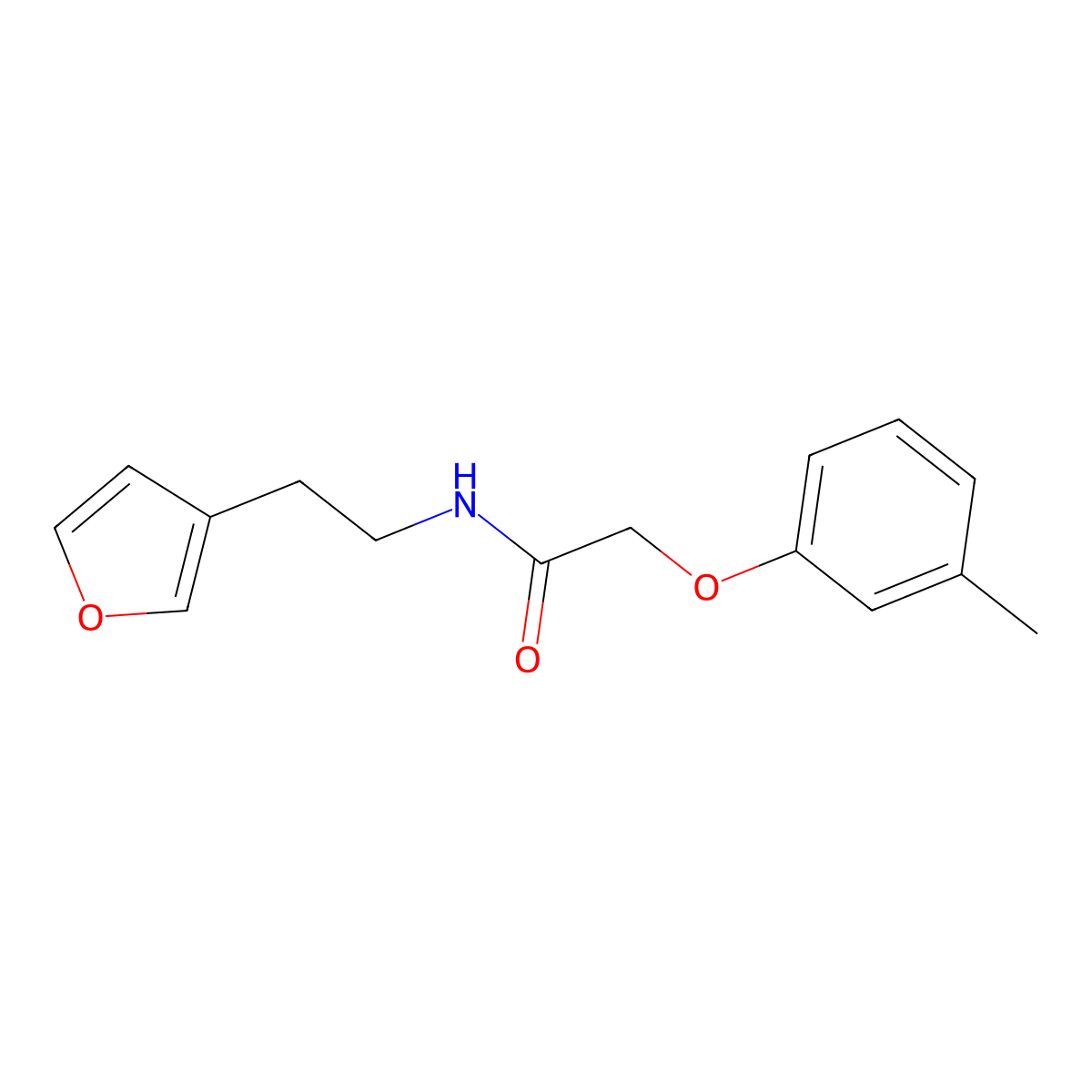 N-(2-(furan-3-yl)ethyl)-2-(m-tolyloxy)acetamide molecular structure, CAS 1428355-40-1
