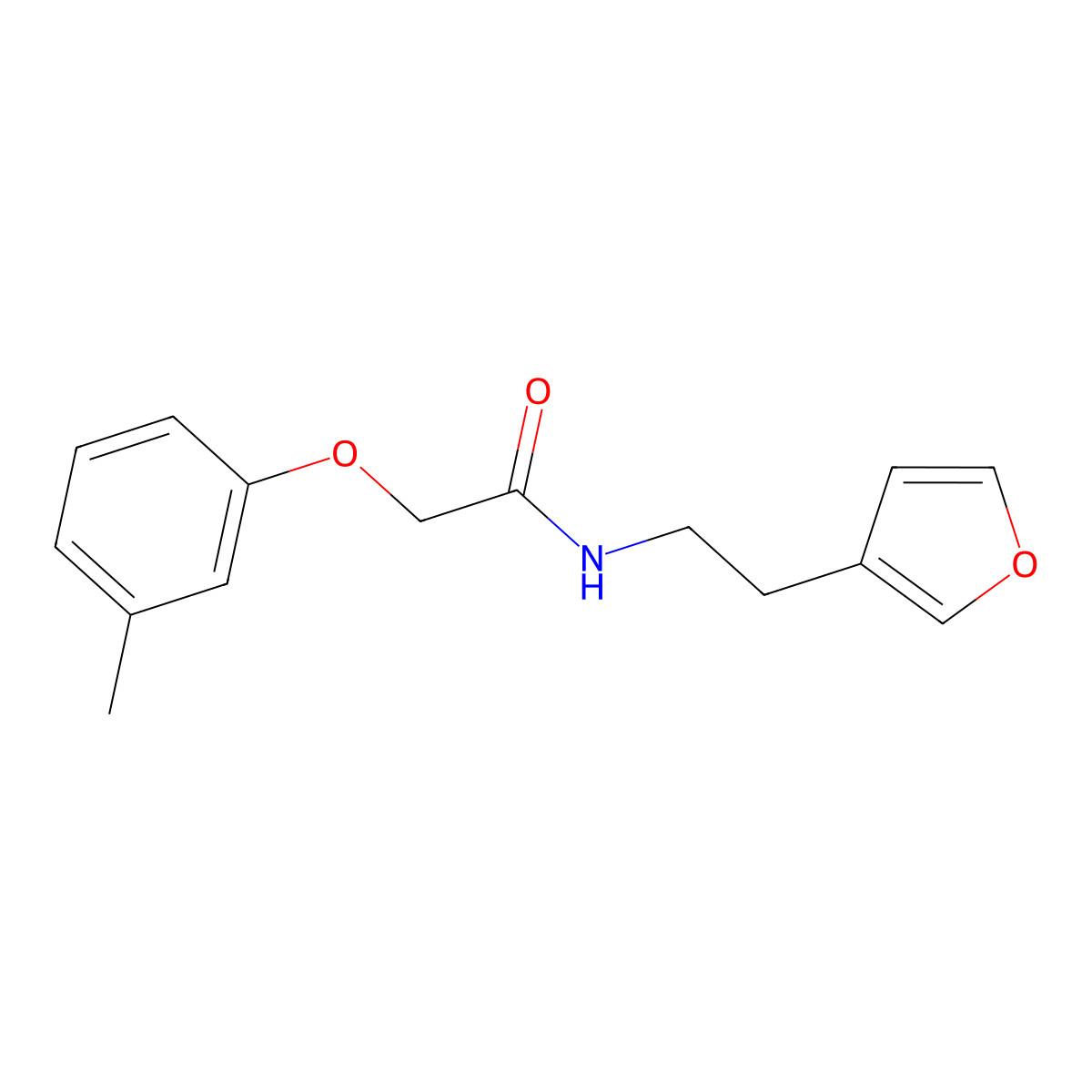N-(2-(furan-3-yl)ethyl)-2-(m-tolyloxy)acetamide molecular structure, CAS 1428355-40-1