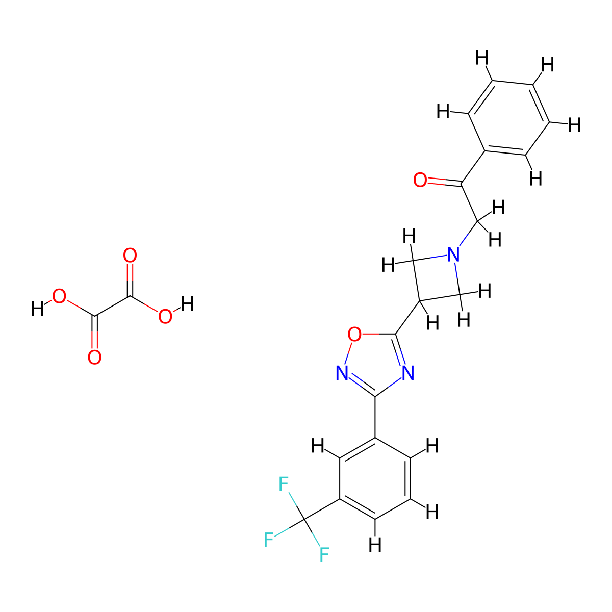 1-Phenyl-2-(3-(3-(3-(trifluoromethyl)phenyl)-1,2,4-oxadiazol-5-yl)azetidin-1-yl)ethanone oxalate molecular structure, CAS 1428355-43-4