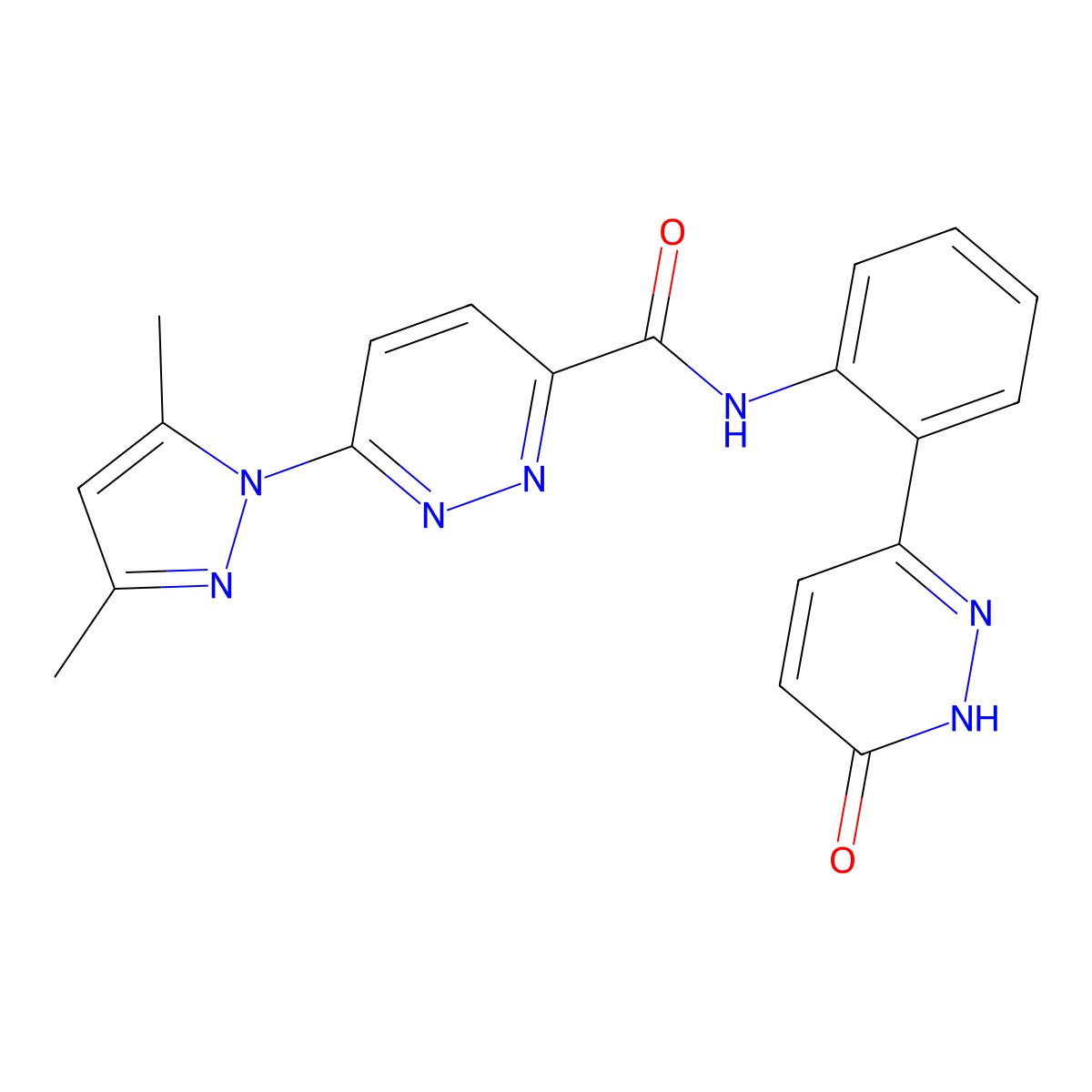6-(3,5-dimethyl-1H-pyrazol-1-yl)-N-(2-(6-oxo-1,6-dihydropyridazin-3-yl)phenyl)pyridazine-3-carboxamide molecular structure, CAS 1428355-51-4