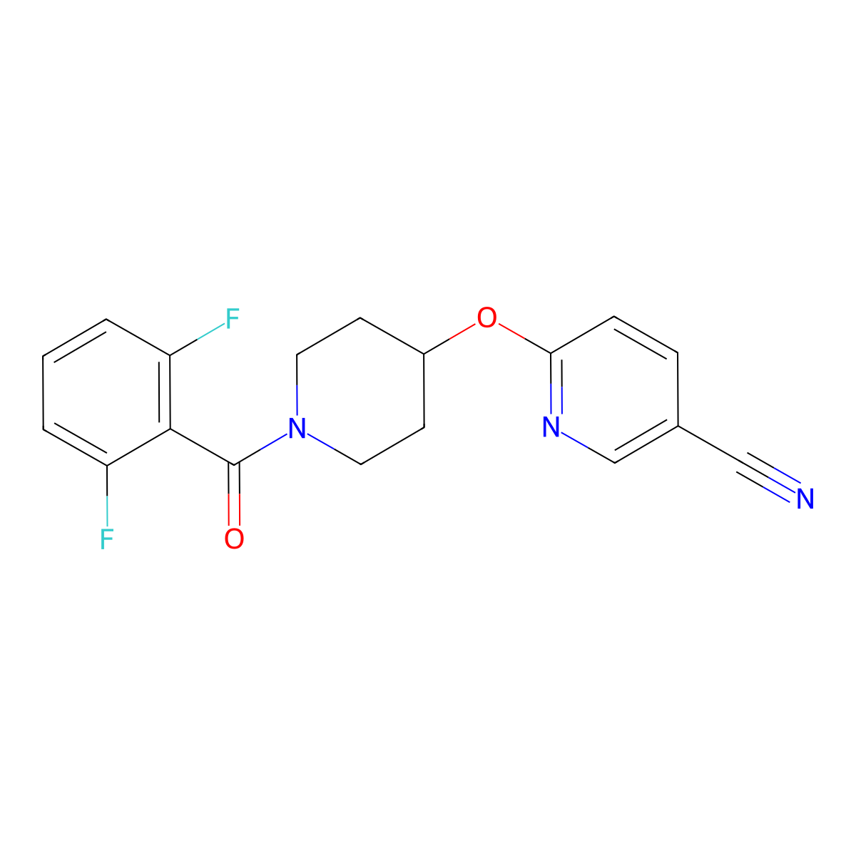 6-((1-(2,6-Difluorobenzoyl)piperidin-4-yl)oxy)nicotinonitrile molecular structure, CAS 1428355-55-8