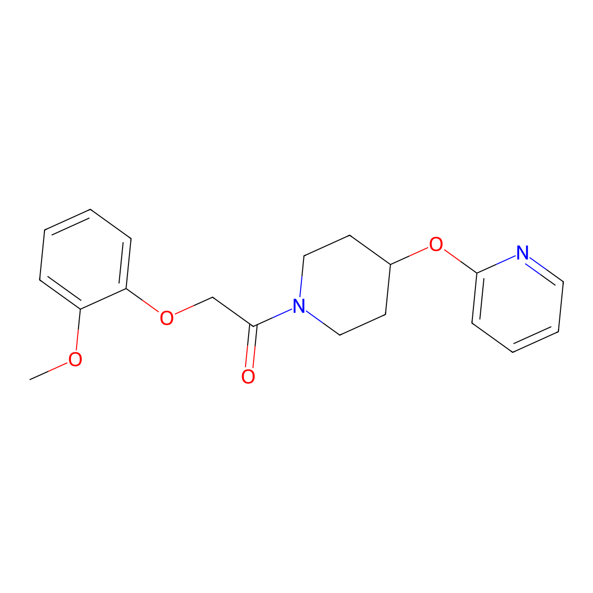 2-(2-Methoxyphenoxy)-1-(4-(pyridin-2-yloxy)piperidin-1-yl)ethanone molecular structure, CAS 1428355-62-7