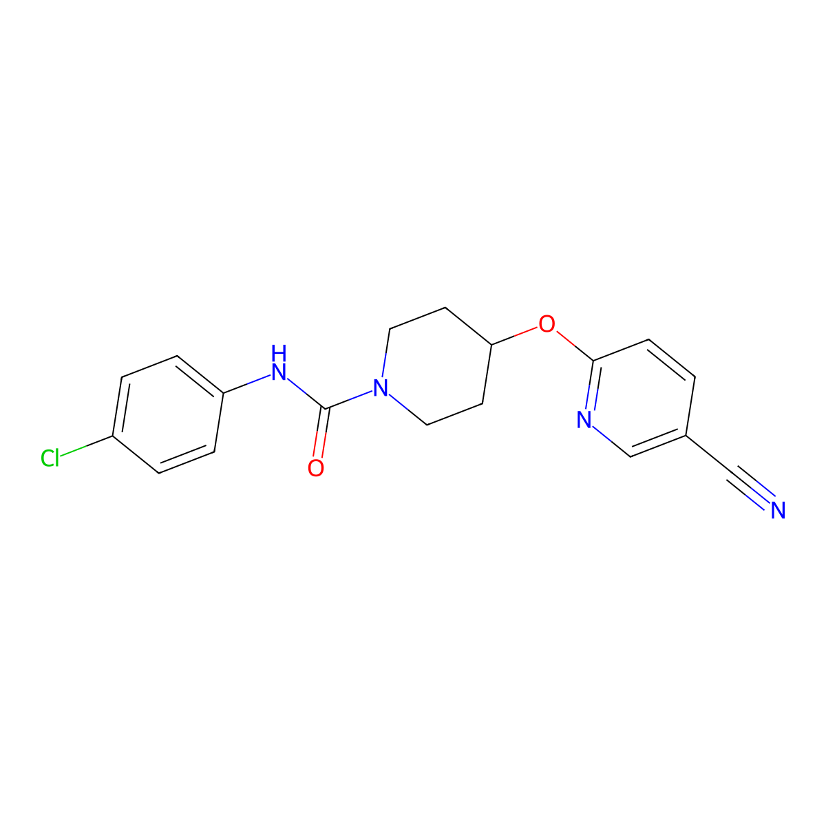 N-(4-Chlorophenyl)-4-[(5-cyanopyridin-2-YL)oxy]piperidine-1-carboxamide molecular structure, CAS 1428355-63-8