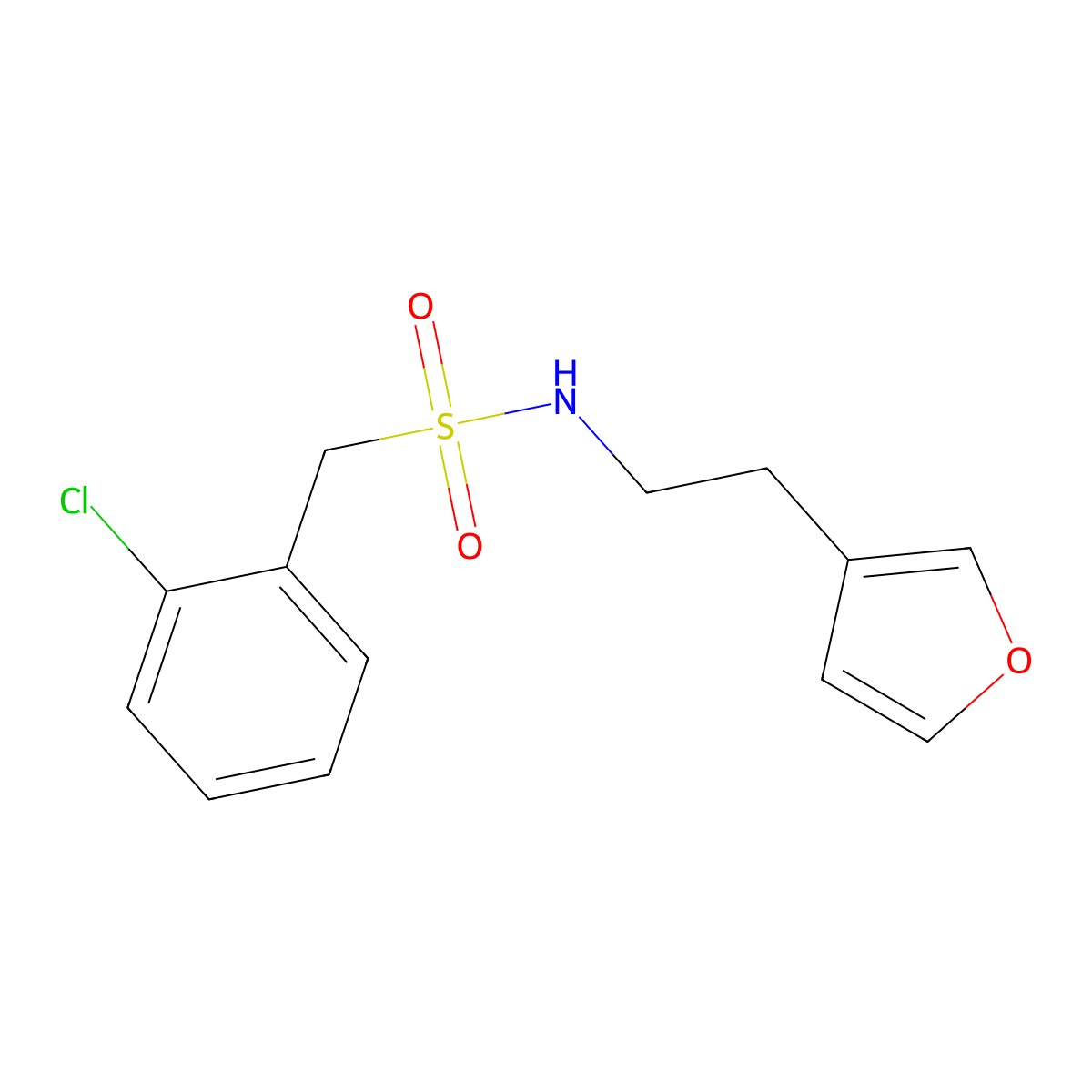 1-(2-Chlorophenyl)-N-[2-(furan-3-YL)ethyl]methanesulfonamide molecular structure, CAS 1428355-68-3