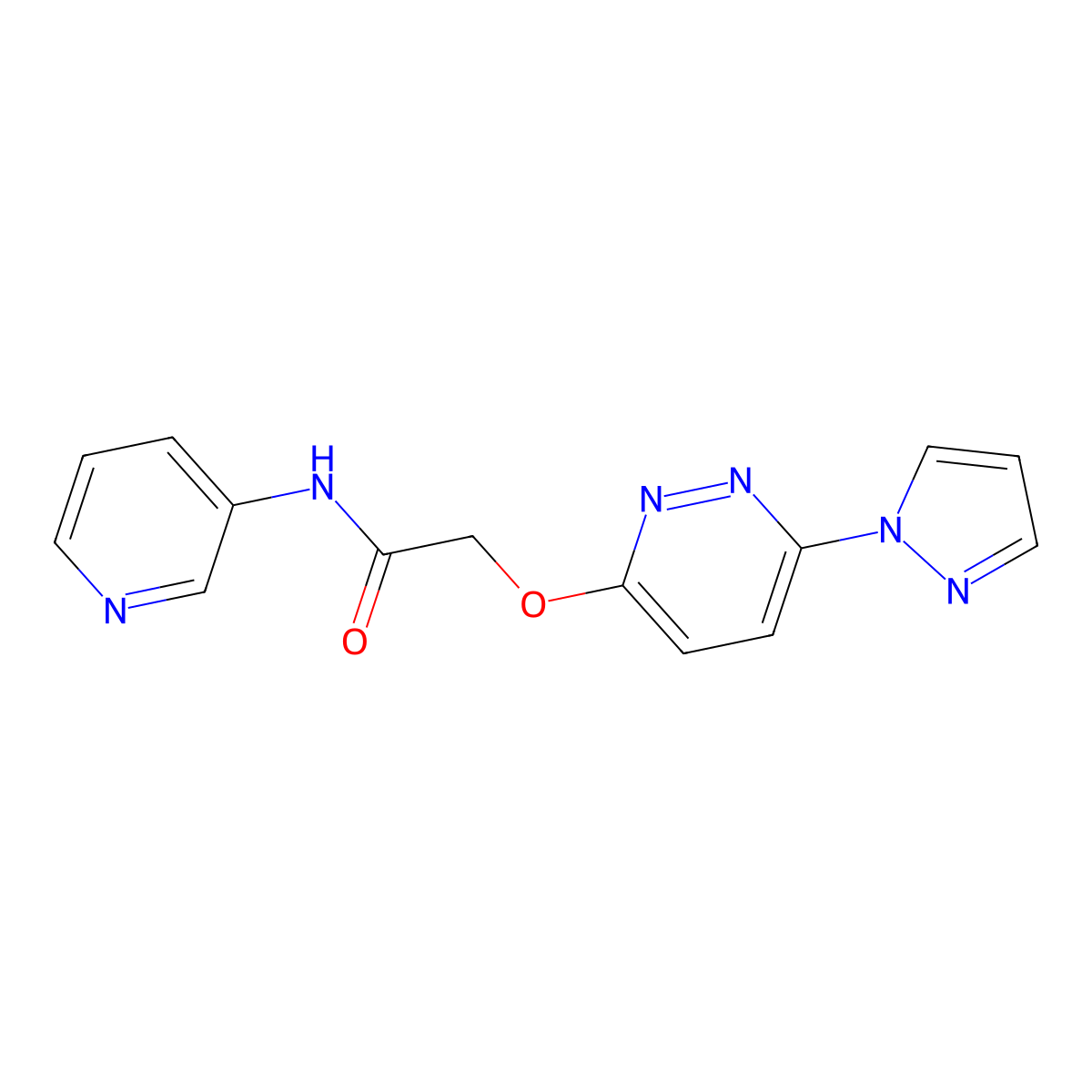 2-{[6-(1H-pyrazol-1-yl)pyridazin-3-yl]oxy}-N-(pyridin-3-yl)acetamide molecular structure, CAS 1428355-72-9
