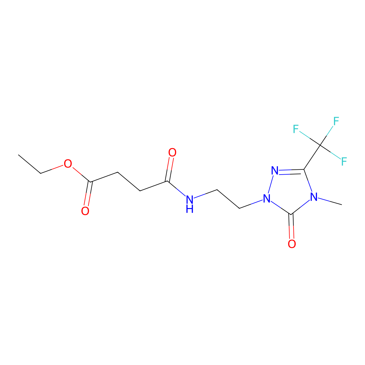 ethyl 4-((2-(4-methyl-5-oxo-3-(trifluoromethyl)-4,5-dihydro-1H-1,2,4-triazol-1-yl)ethyl)amino)-4-oxobutanoate molecular structure, CAS 1428355-78-5