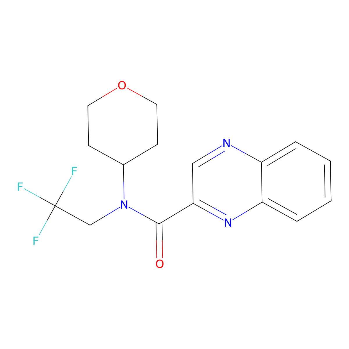 N-(tetrahydro-2H-pyran-4-yl)-N-(2,2,2-trifluoroethyl)quinoxaline-2-carboxamide molecular structure, CAS 1428355-79-6