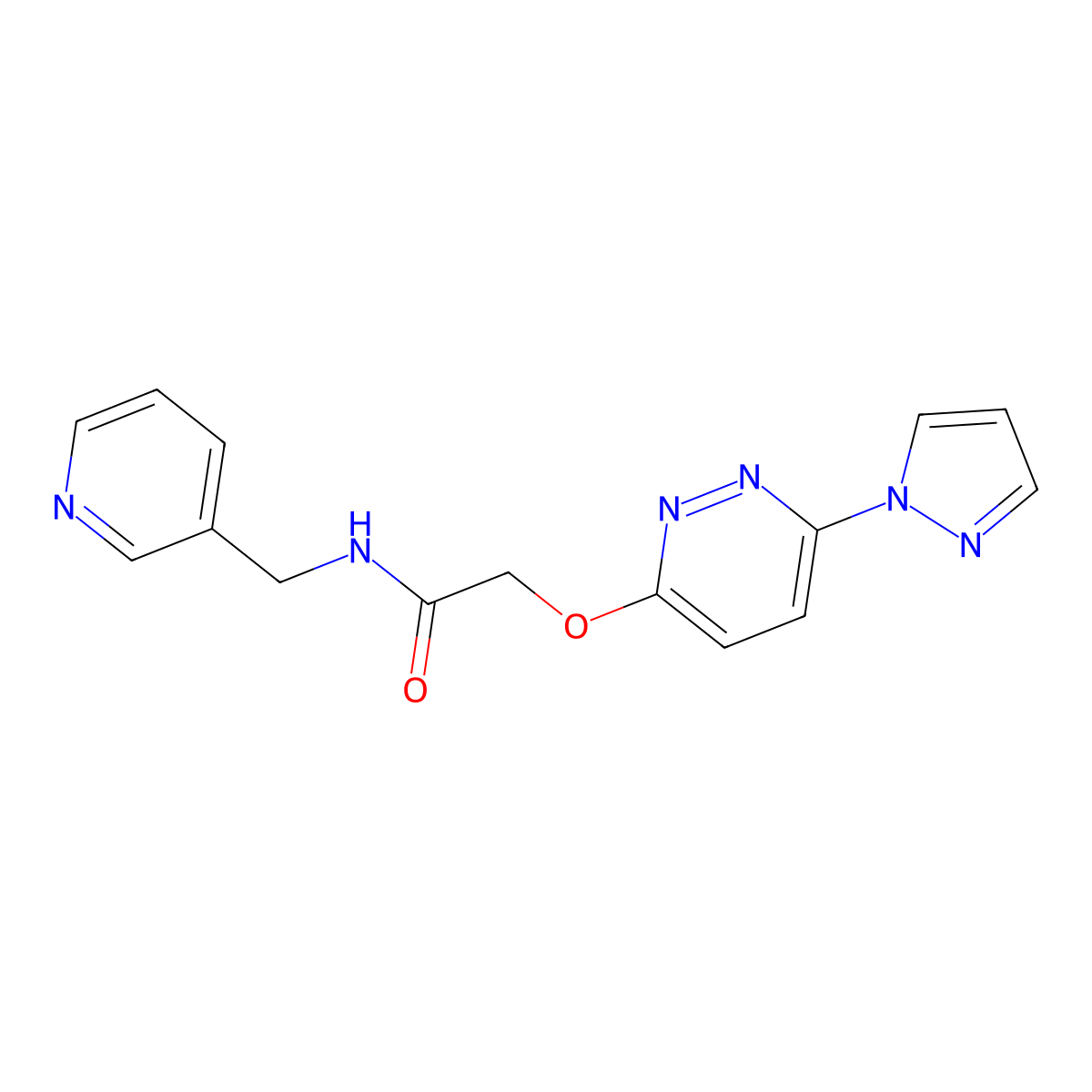 2-((6-(1H-pyrazol-1-yl)pyridazin-3-yl)oxy)-N-(pyridin-3-ylmethyl)acetamide molecular structure, CAS 1428355-81-0