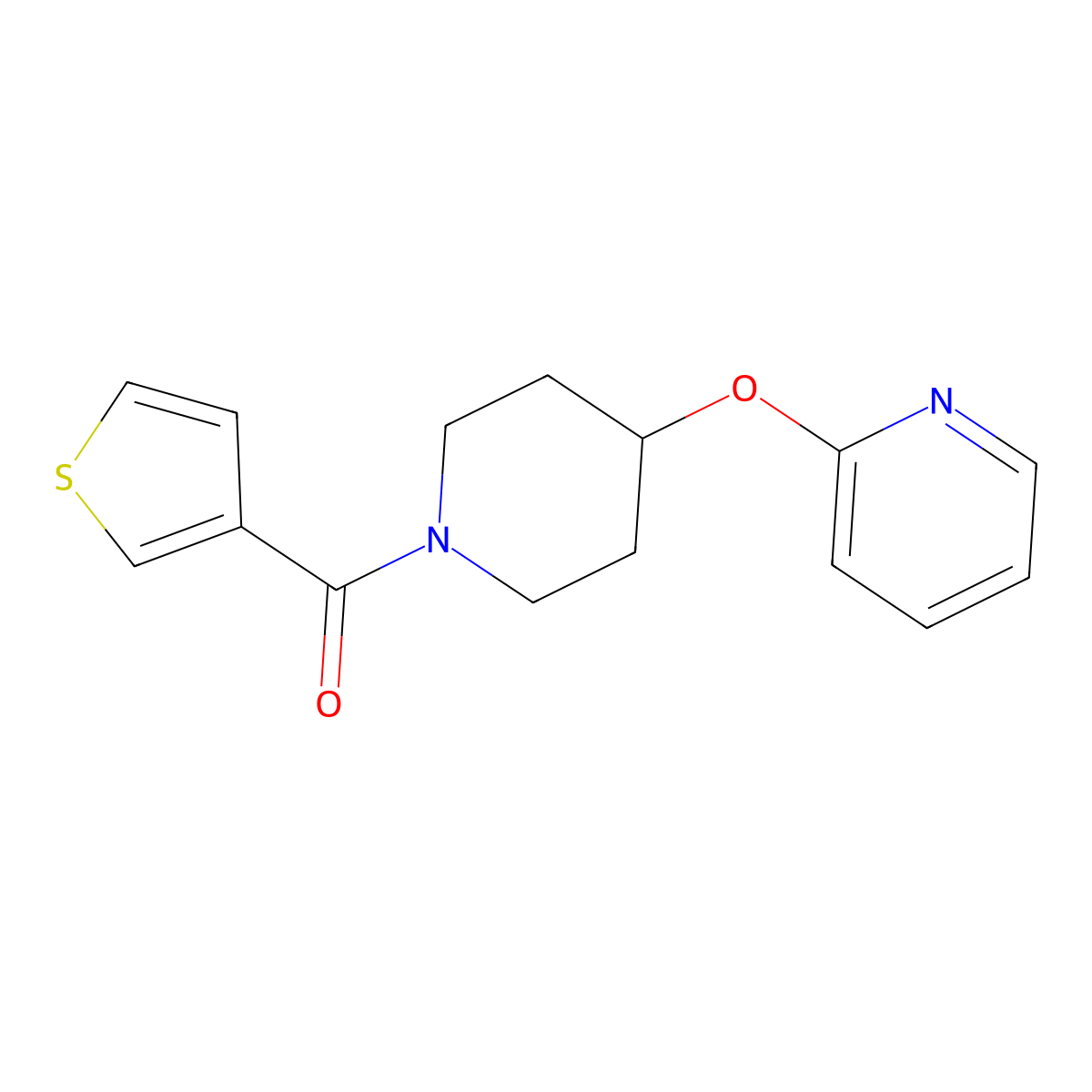 (4-(Pyridin-2-yloxy)piperidin-1-yl)(thiophen-3-yl)methanone molecular structure, CAS 1428355-85-4