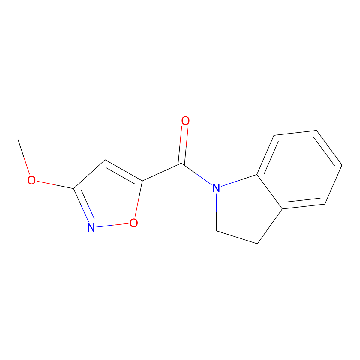 Indolin-1-yl(3-methoxyisoxazol-5-yl)methanone molecular structure, CAS 1428355-86-5