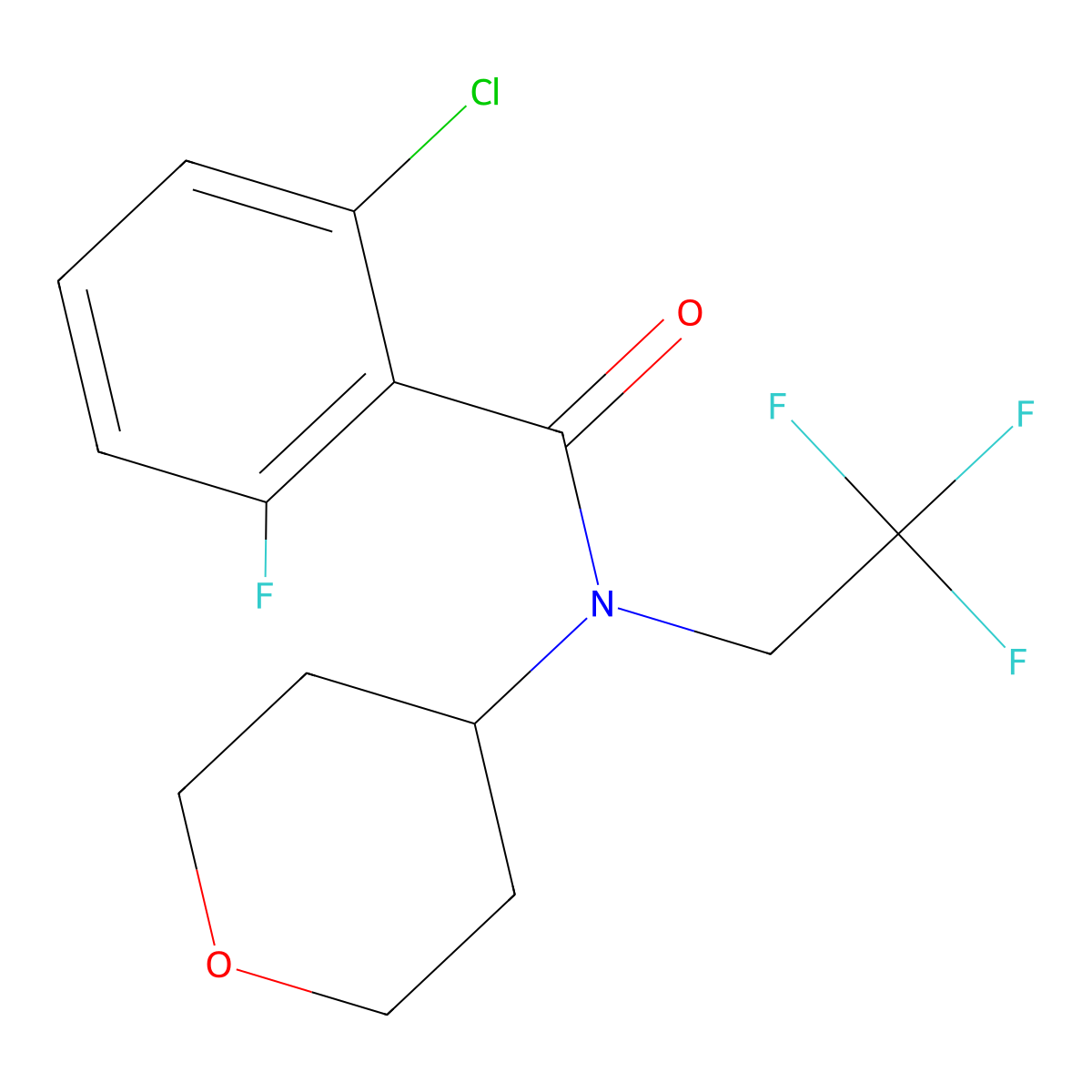 2-Chloro-6-fluoro-N-(oxan-4-YL)-N-(2,2,2-trifluoroethyl)benzamide molecular structure, CAS 1428355-89-8