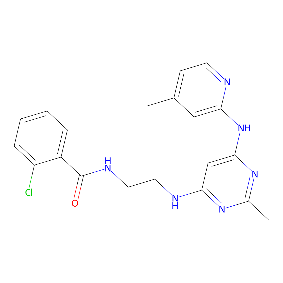 2-Chloro-N-[2-({2-methyl-6-[(4-methylpyridin-2-YL)amino]pyrimidin-4-YL}amino)ethyl]benzamide molecular structure, CAS 1428355-98-9