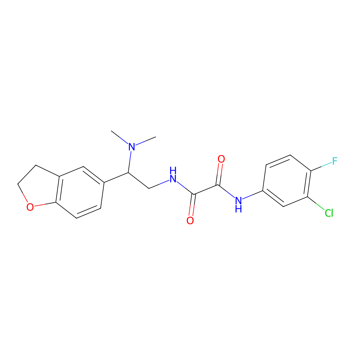 N1-(3-chloro-4-fluorophenyl)-N2-(2-(2,3-dihydrobenzofuran-5-yl)-2-(dimethylamino)ethyl)oxalamide molecular structure, CAS 1428356-01-7