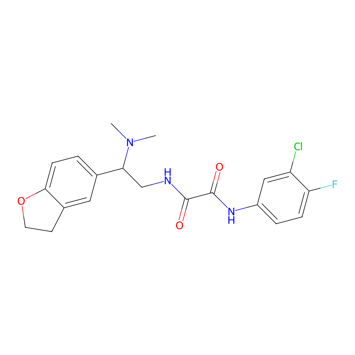 N1-(3-chloro-4-fluorophenyl)-N2-(2-(2,3-dihydrobenzofuran-5-yl)-2-(dimethylamino)ethyl)oxalamide molecular structure, CAS 1428356-01-7