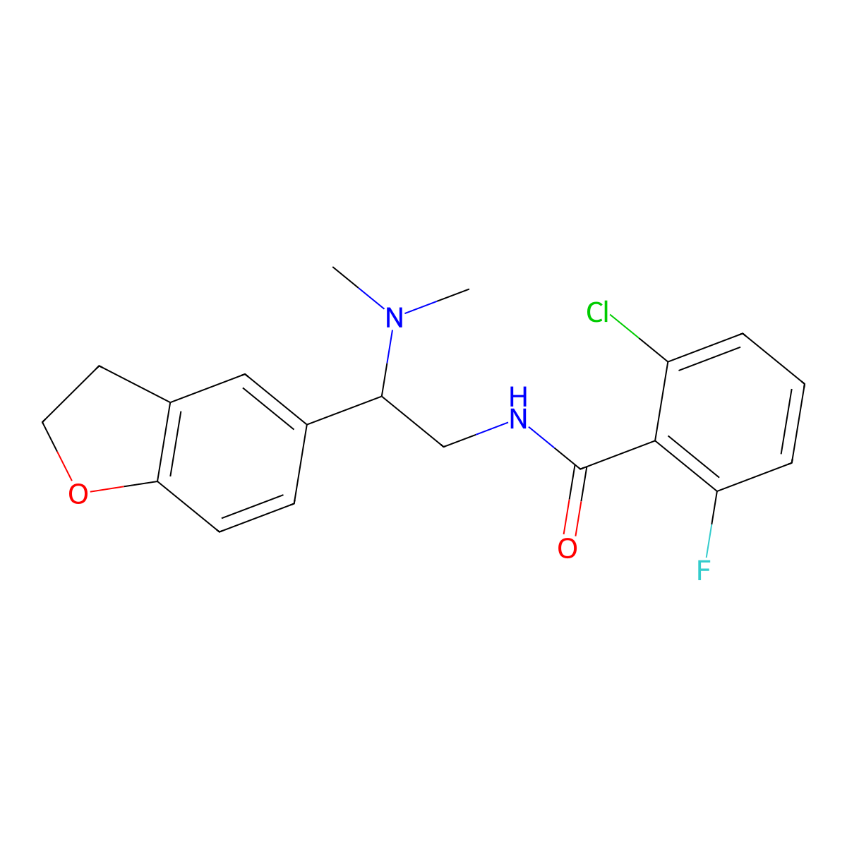 2-Chloro-N-[2-(2,3-dihydro-1-benzofuran-5-YL)-2-(dimethylamino)ethyl]-6-fluorobenzamide molecular structure, CAS 1428356-03-9
