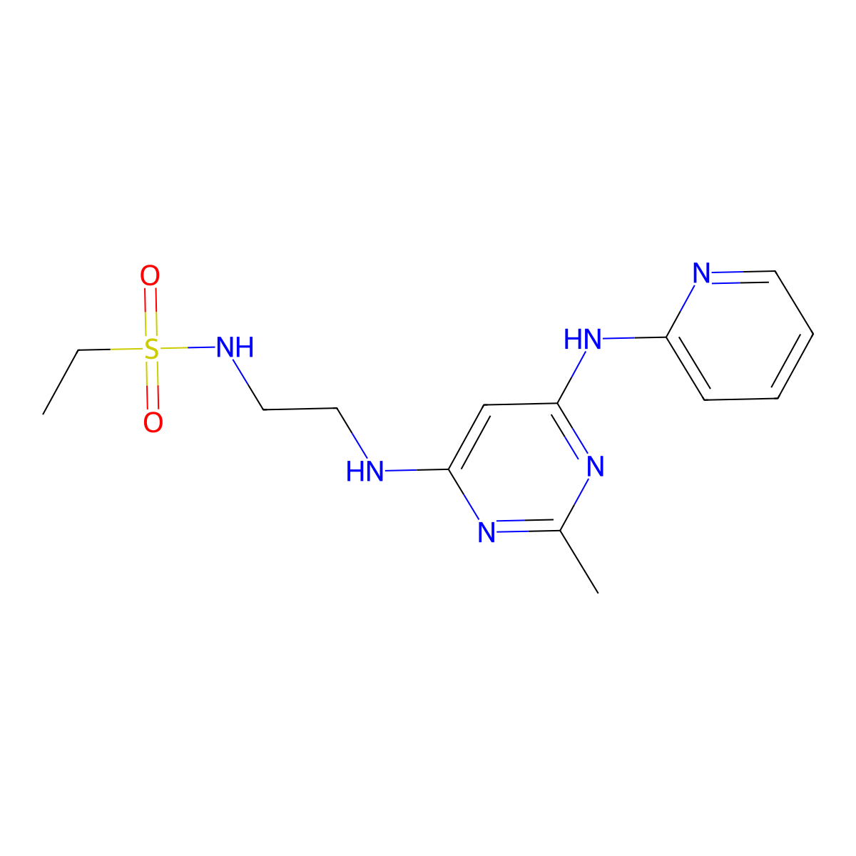 N-(2-((2-methyl-6-(pyridin-2-ylamino)pyrimidin-4-yl)amino)ethyl)ethanesulfonamide molecular structure, CAS 1428356-09-5