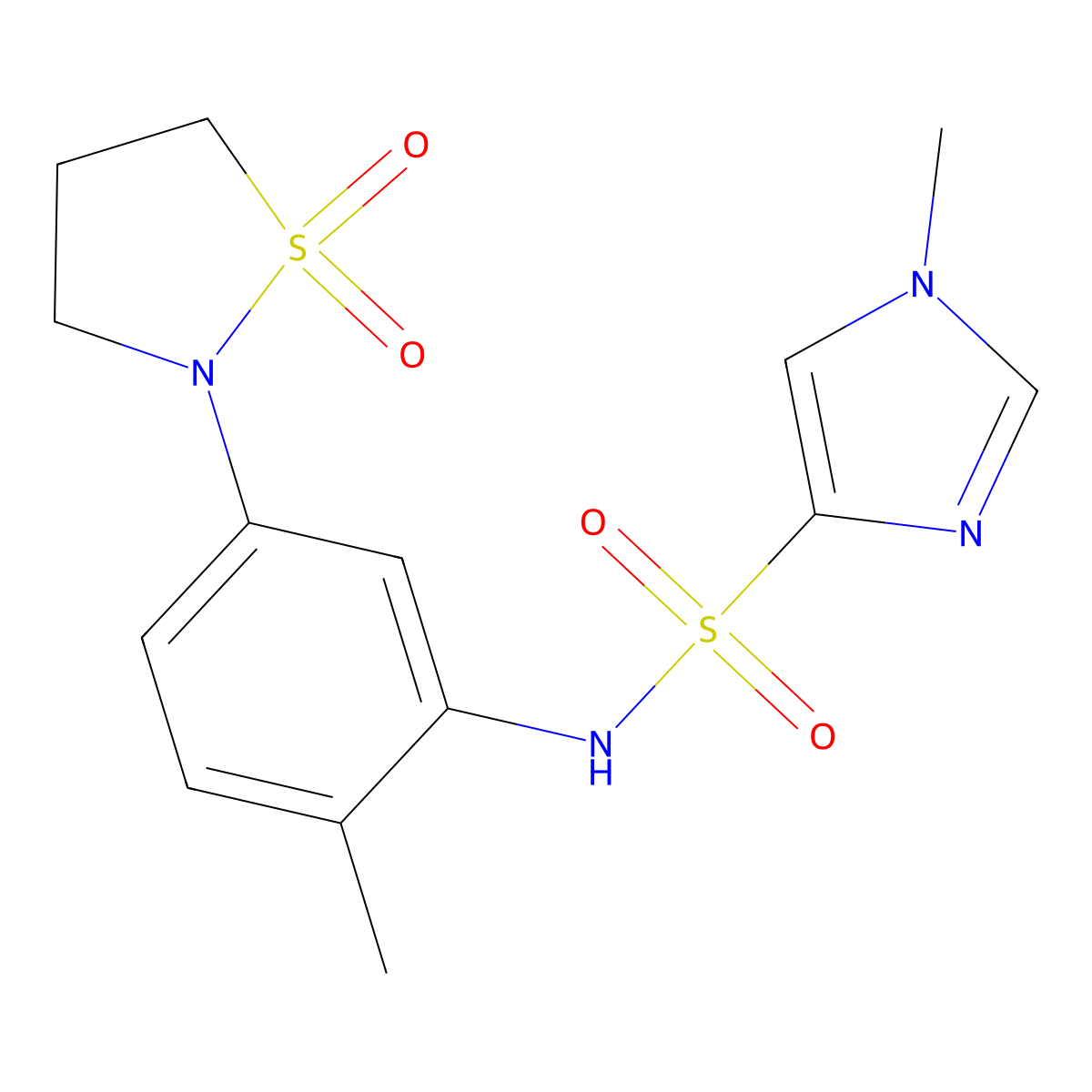 N-(5-(1,1-dioxidoisothiazolidin-2-yl)-2-methylphenyl)-1-methyl-1H-imidazole-4-sulfonamide molecular structure, CAS 1428356-12-0