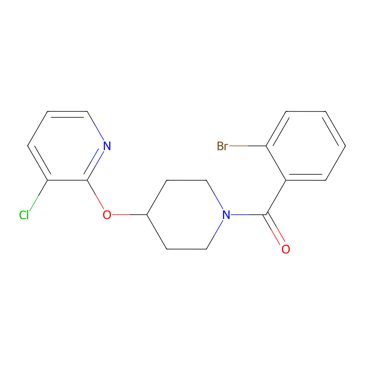 (2-Bromophenyl)(4-((3-chloropyridin-2-yl)oxy)piperidin-1-yl)methanone molecular structure, CAS 1428356-13-1