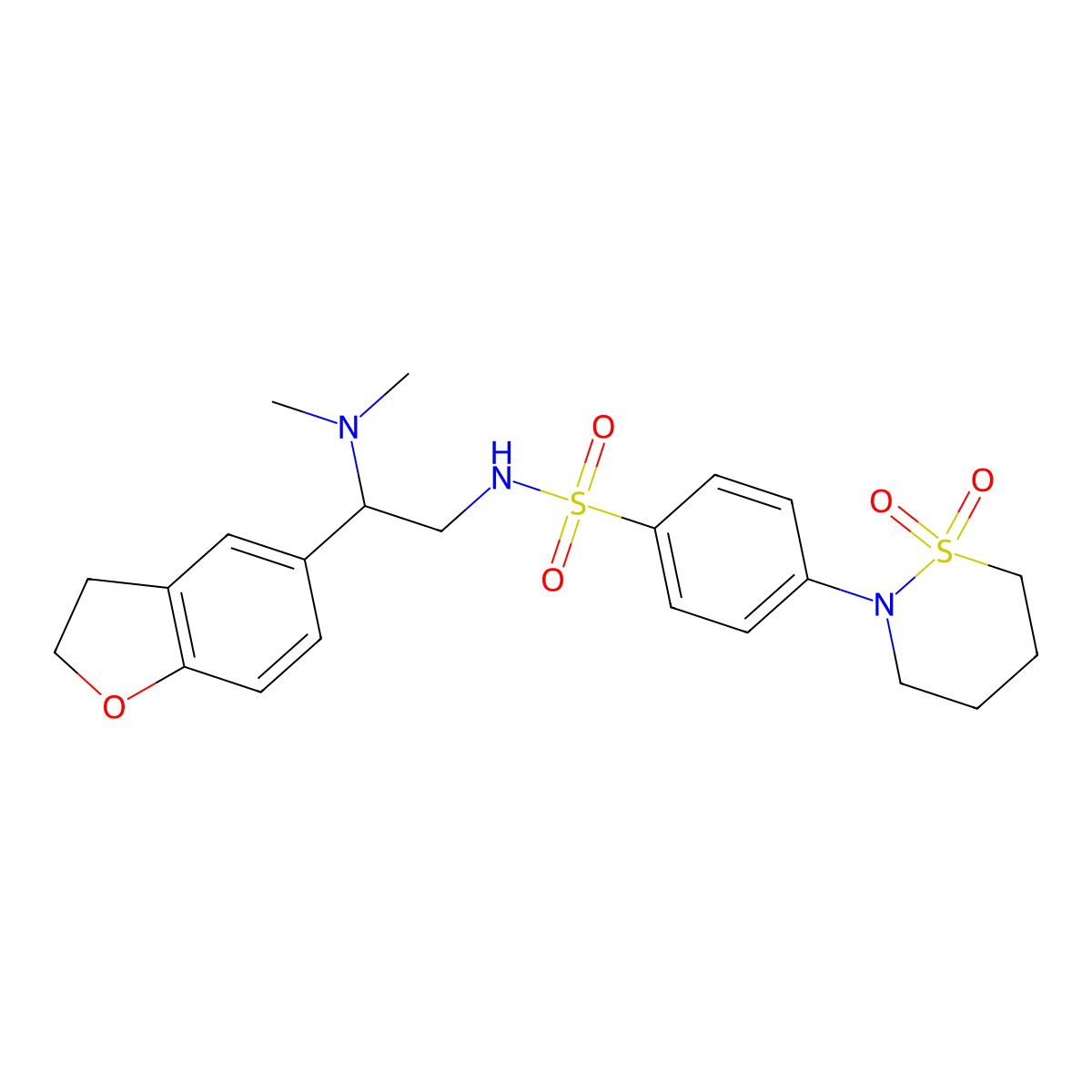 N-(2-(2,3-dihydrobenzofuran-5-yl)-2-(dimethylamino)ethyl)-4-(1,1-dioxido-1,2-thiazinan-2-yl)benzenesulfonamide molecular structure, CAS 1428356-18-6