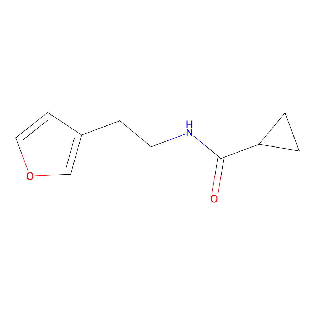 N-(2-(furan-3-yl)ethyl)cyclopropanecarboxamide molecular structure, CAS 1428356-19-7