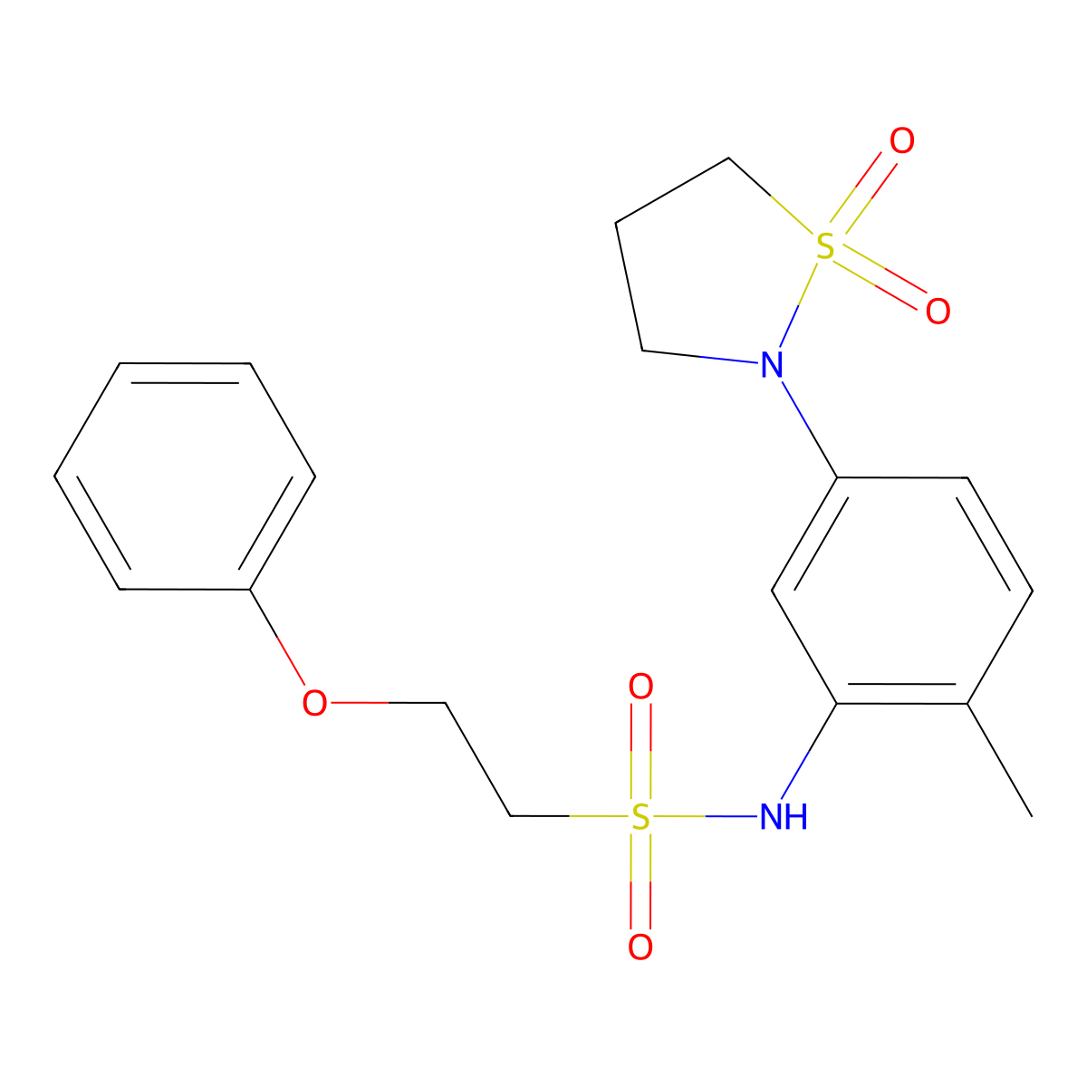 N-(5-(1,1-dioxidoisothiazolidin-2-yl)-2-methylphenyl)-2-phenoxyethanesulfonamide molecular structure, CAS 1428356-23-3