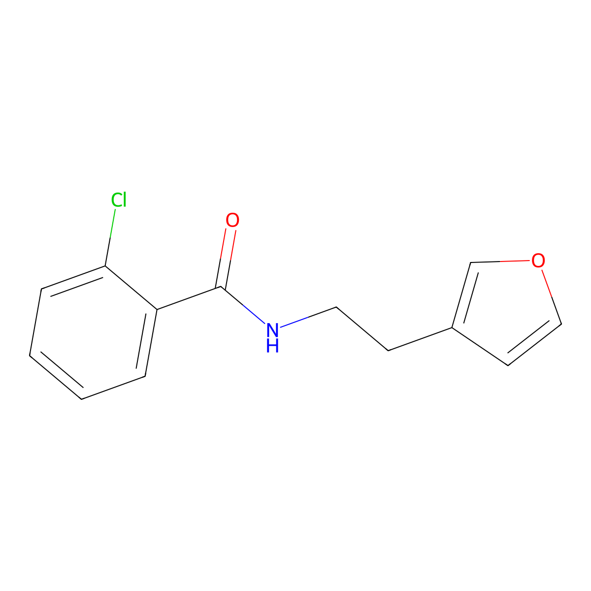 2-Chloro-N-[2-(furan-3-YL)ethyl]benzamide molecular structure, CAS 1428356-28-8