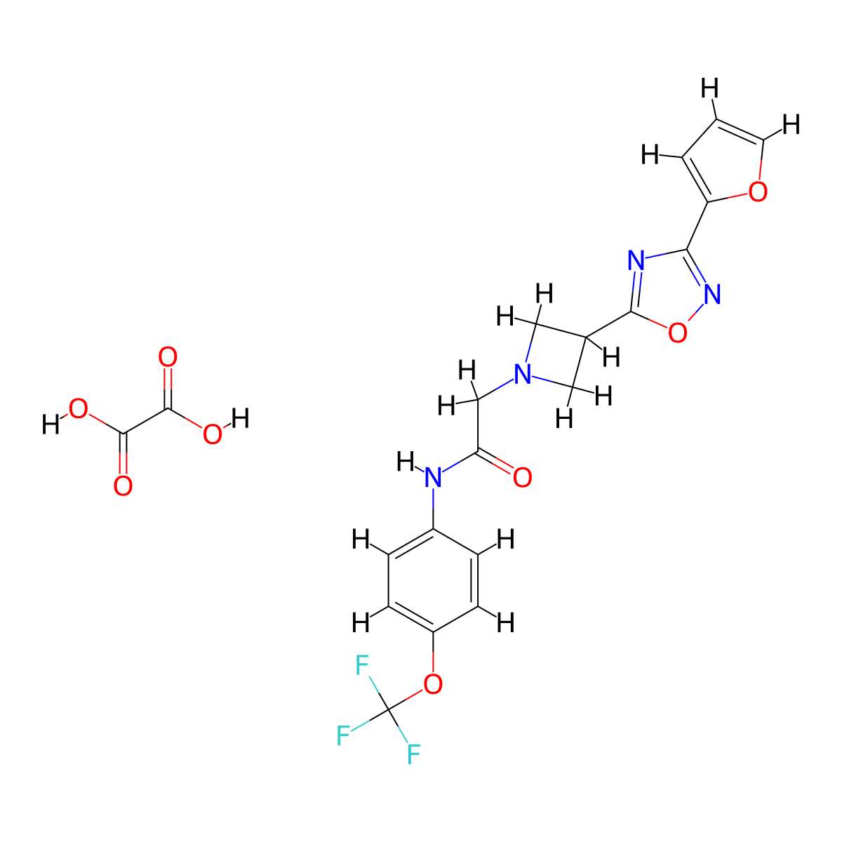 2-(3-(3-(furan-2-yl)-1,2,4-oxadiazol-5-yl)azetidin-1-yl)-N-(4-(trifluoromethoxy)phenyl)acetamide oxalate molecular structure, CAS 1428356-30-2