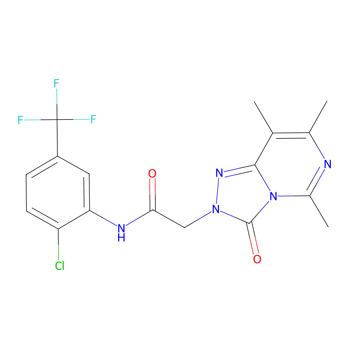 N-(2-chloro-5-(trifluoromethyl)phenyl)-2-(5,7,8-trimethyl-3-oxo-[1,2,4]triazolo[4,3-c]pyrimidin-2(3H)-yl)acetamide molecular structure, CAS 1428356-32-4