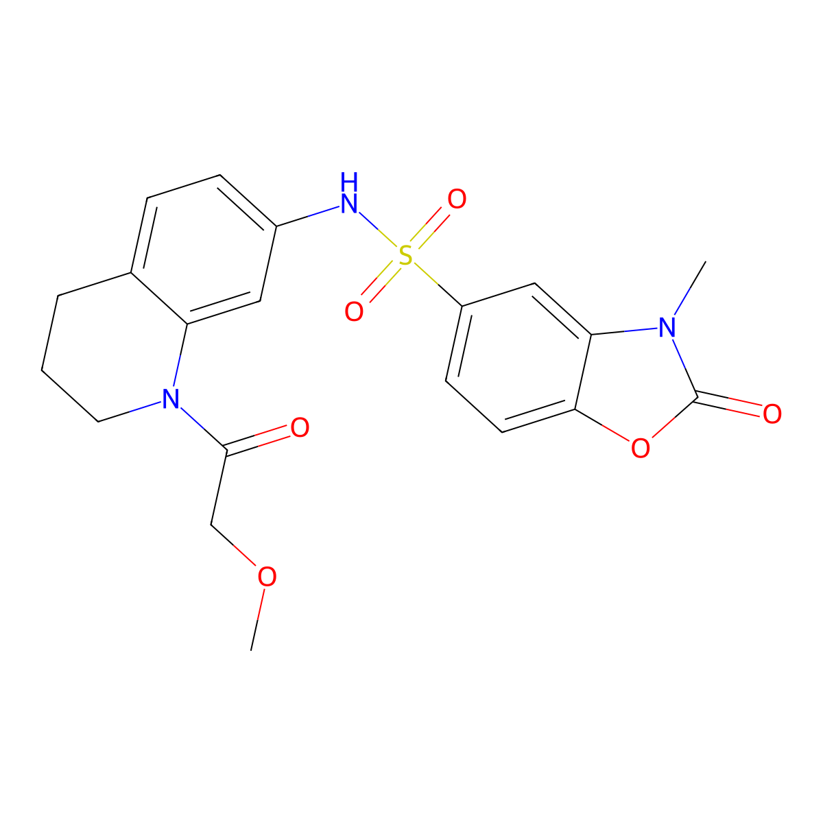 N-(1-(2-methoxyacetyl)-1,2,3,4-tetrahydroquinolin-7-yl)-3-methyl-2-oxo-2,3-dihydrobenzo[d]oxazole-5-sulfonamide molecular structure, CAS 1428356-33-5