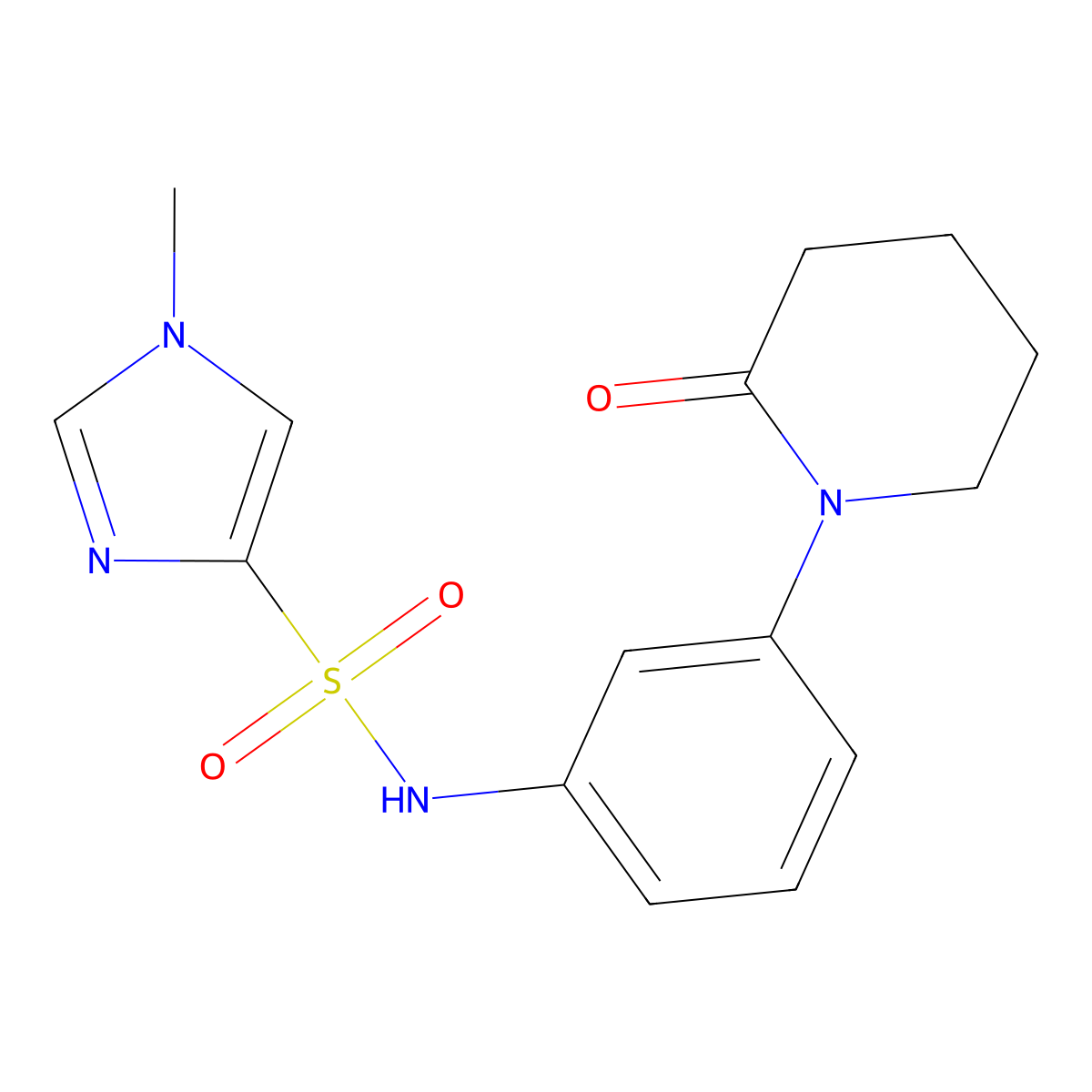 1-methyl-N-[3-(2-oxopiperidin-1-yl)phenyl]-1H-imidazole-4-sulfonamide molecular structure, CAS 1428356-37-9