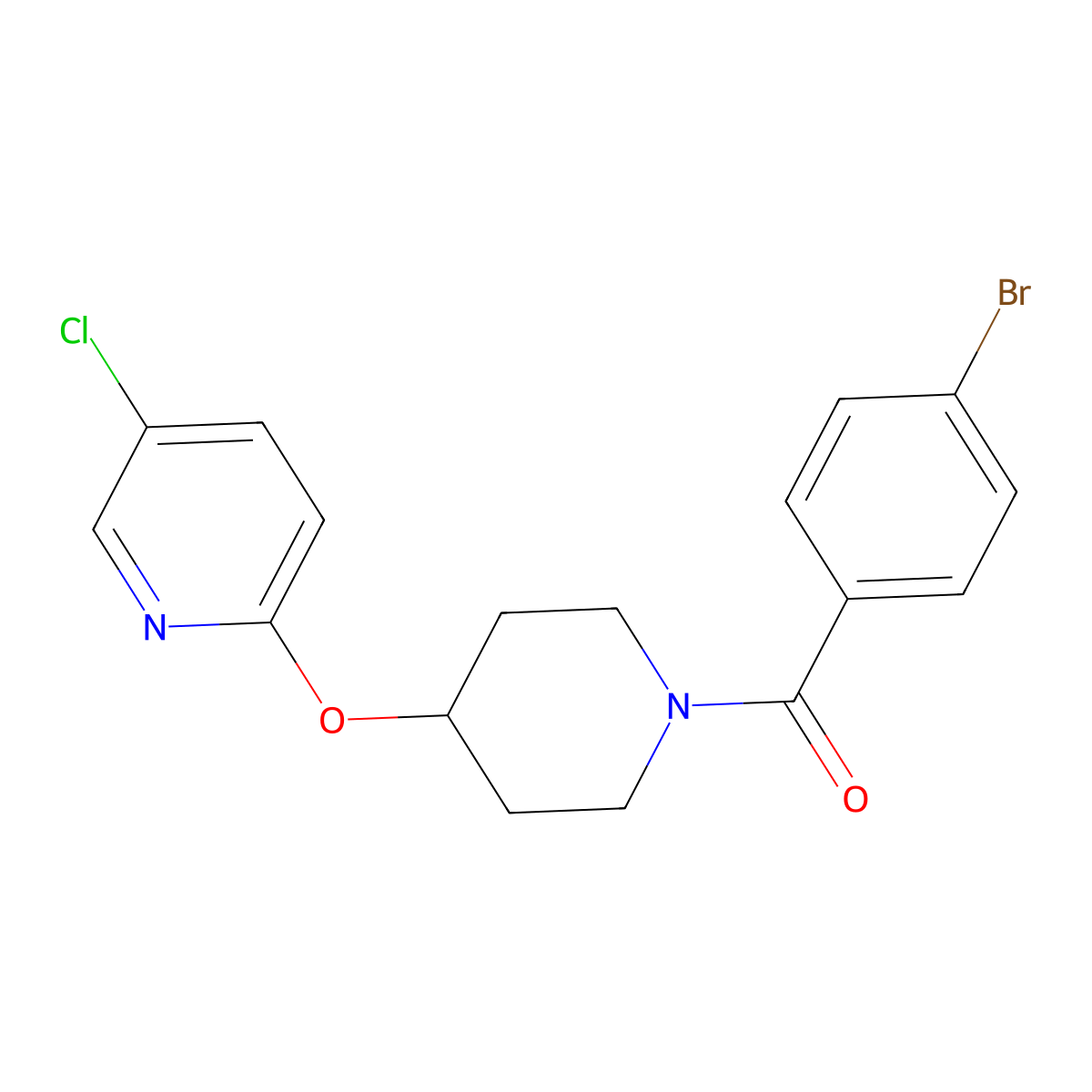 (4-Bromophenyl)(4-((5-chloropyridin-2-yl)oxy)piperidin-1-yl)methanone molecular structure, CAS 1428356-38-0