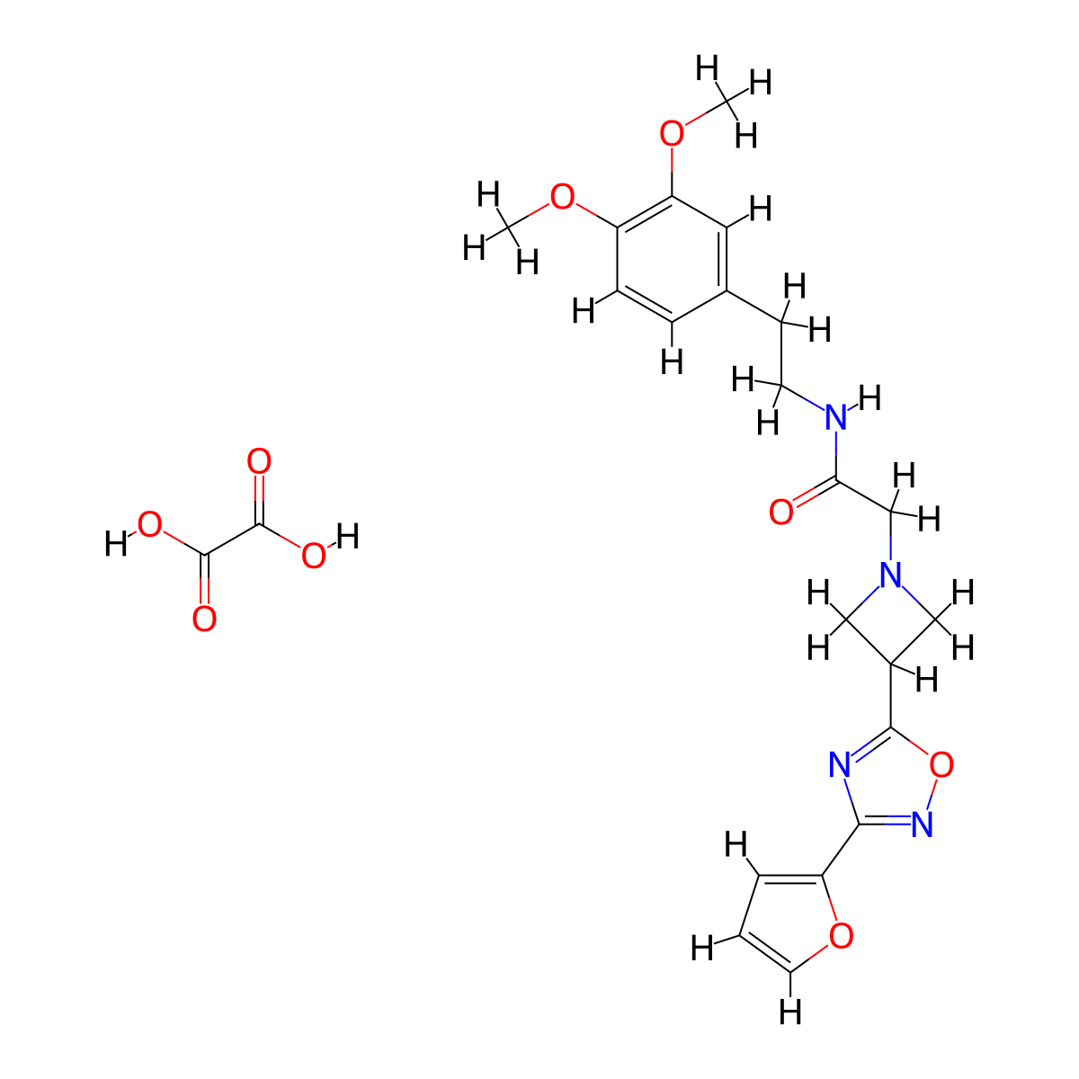 N-(3,4-dimethoxyphenethyl)-2-(3-(3-(furan-2-yl)-1,2,4-oxadiazol-5-yl)azetidin-1-yl)acetamide oxalate molecular structure, CAS 1428356-41-5