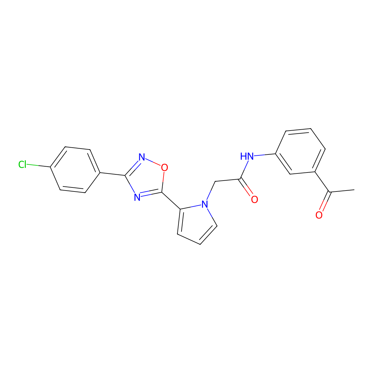 N-(3-acetylphenyl)-2-(2-(3-(4-chlorophenyl)-1,2,4-oxadiazol-5-yl)-1H-pyrrol-1-yl)acetamide molecular structure, CAS 1428356-44-8