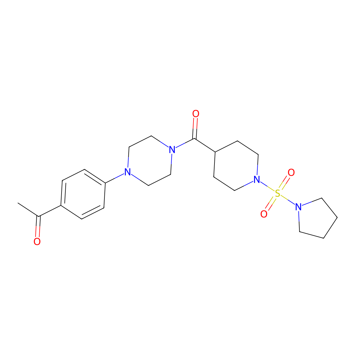 1-(4-(4-(1-(Pyrrolidin-1-ylsulfonyl)piperidine-4-carbonyl)piperazin-1-yl)phenyl)ethanone molecular structure, CAS 1428356-46-0