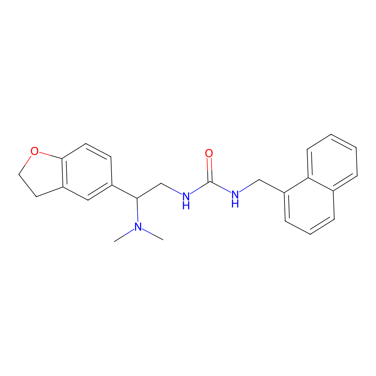 1-(2-(2,3-Dihydrobenzofuran-5-yl)-2-(dimethylamino)ethyl)-3-(naphthalen-1-ylmethyl)urea molecular structure, CAS 1428356-48-2