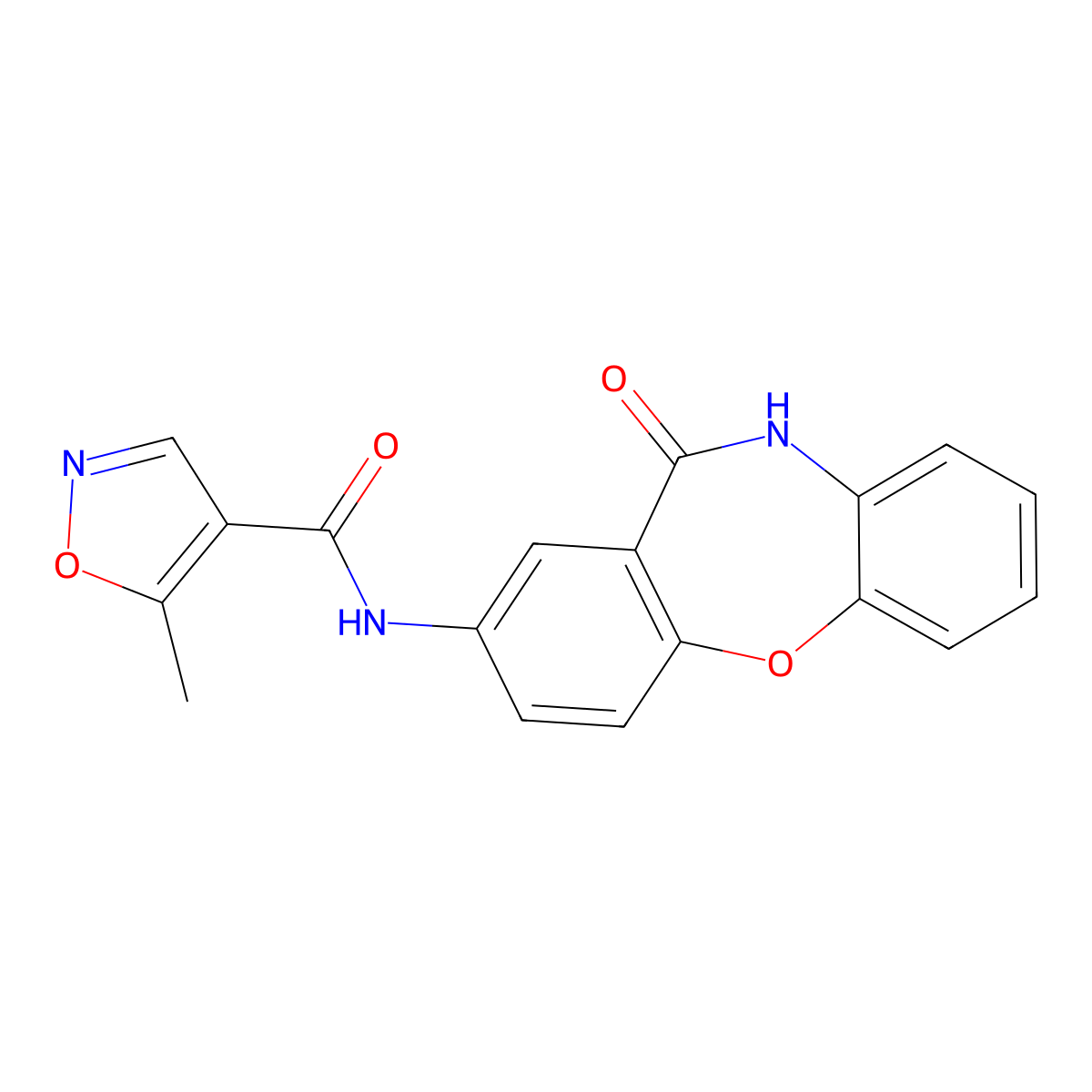 5-methyl-N-{10-oxo-2-oxa-9-azatricyclo[9.4.0.0^{3,8}]pentadeca-1(11),3(8),4,6,12,14-hexaen-13-yl}-1,2-oxazole-4-carboxamide molecular structure, CAS 1428356-57-3