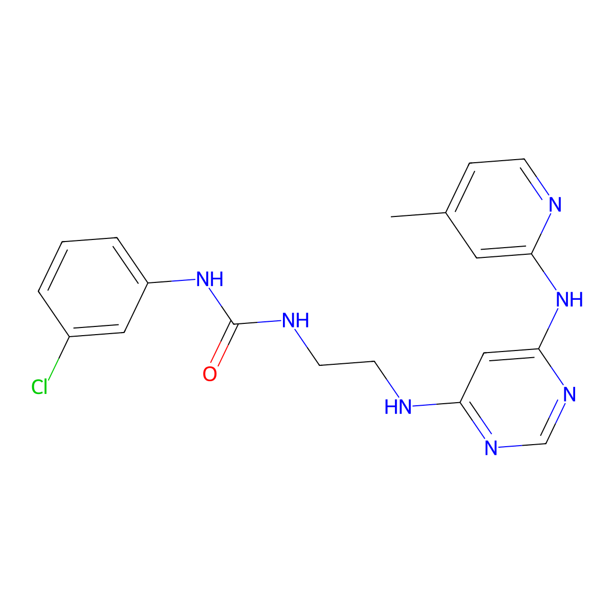 1-(3-Chlorophenyl)-3-[2-({6-[(4-methylpyridin-2-YL)amino]pyrimidin-4-YL}amino)ethyl]urea molecular structure, CAS 1428356-58-4