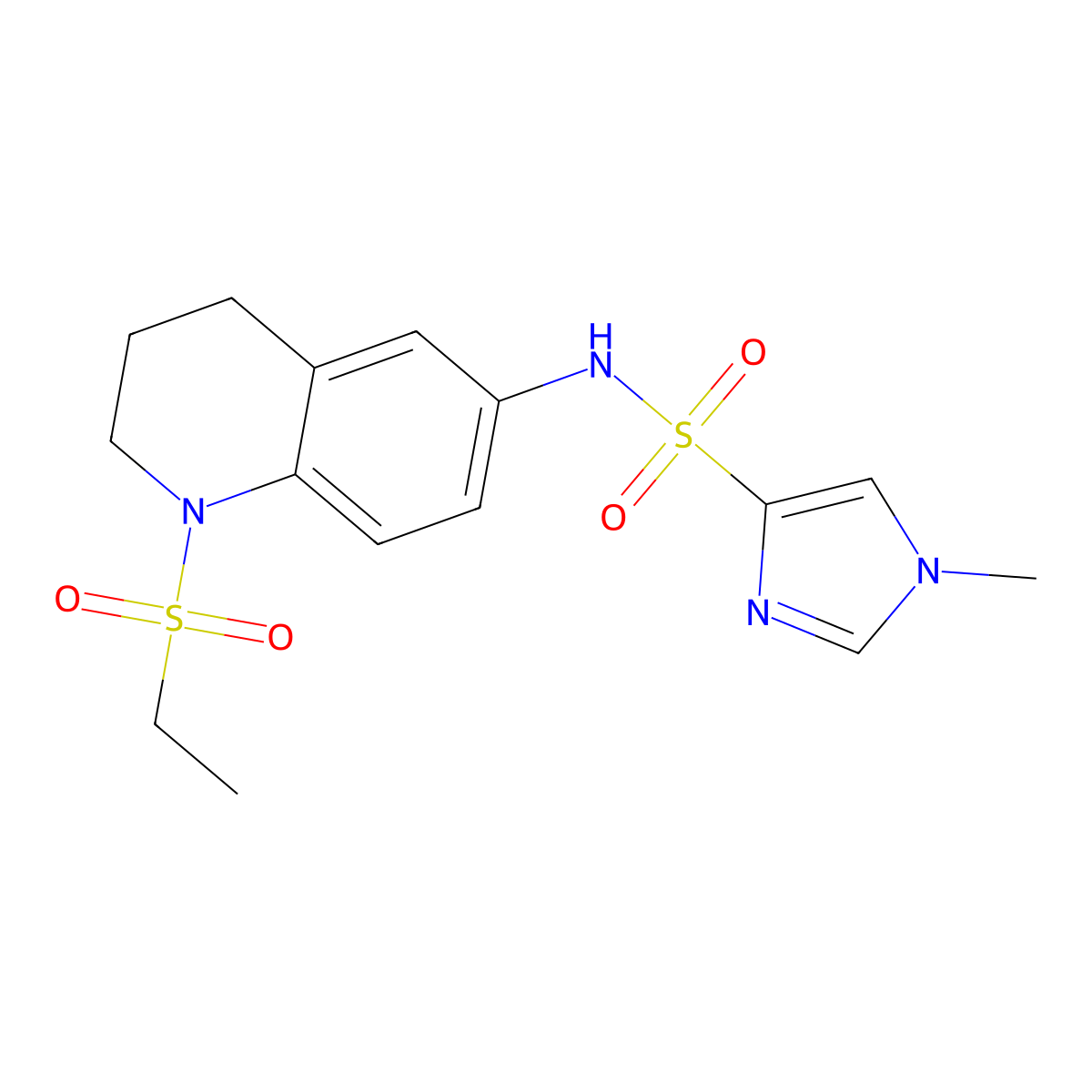 N-(1-(ethylsulfonyl)-1,2,3,4-tetrahydroquinolin-6-yl)-1-methyl-1H-imidazole-4-sulfonamide molecular structure, CAS 1428356-60-8